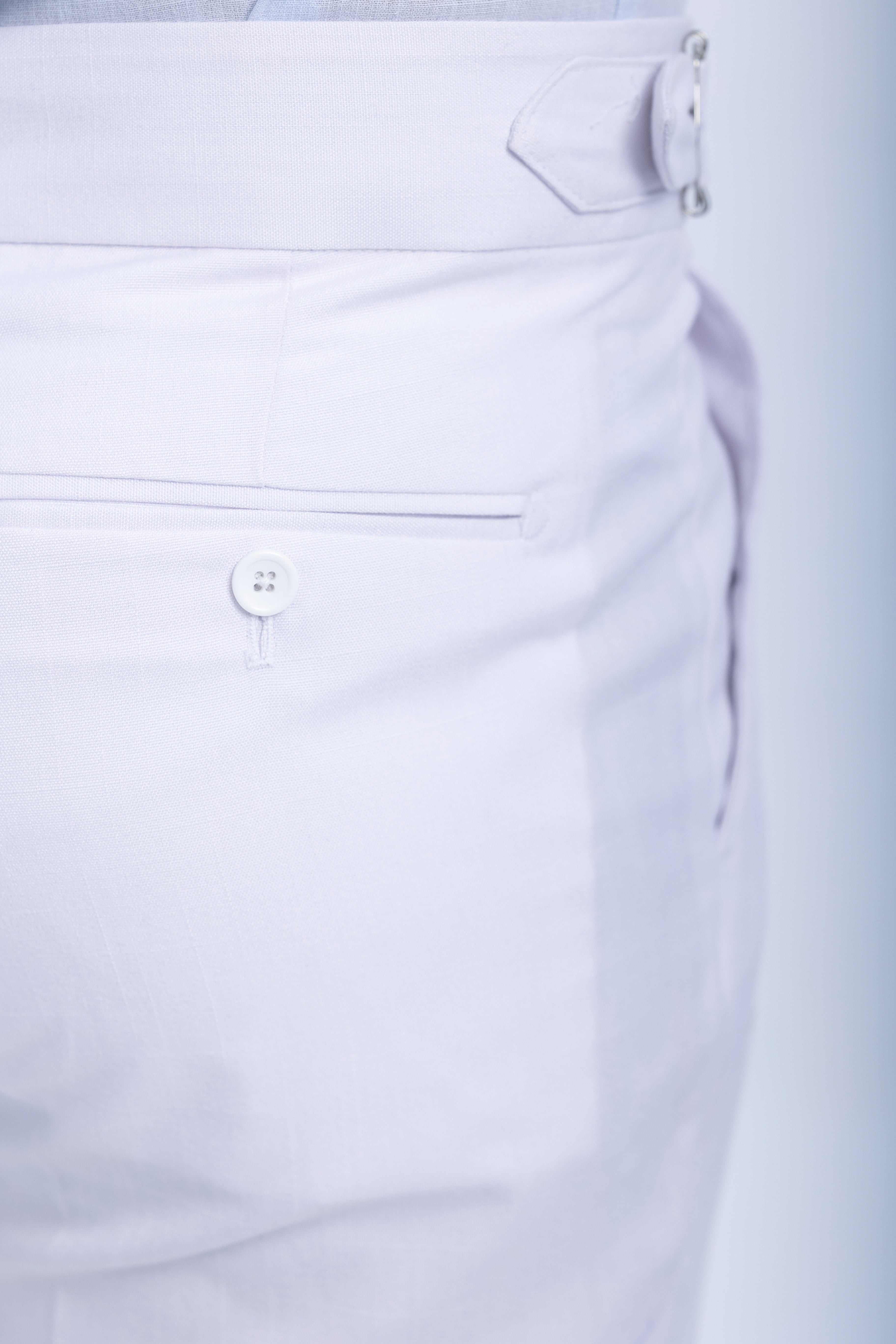 one button linen hight waist gurkha trousers-White