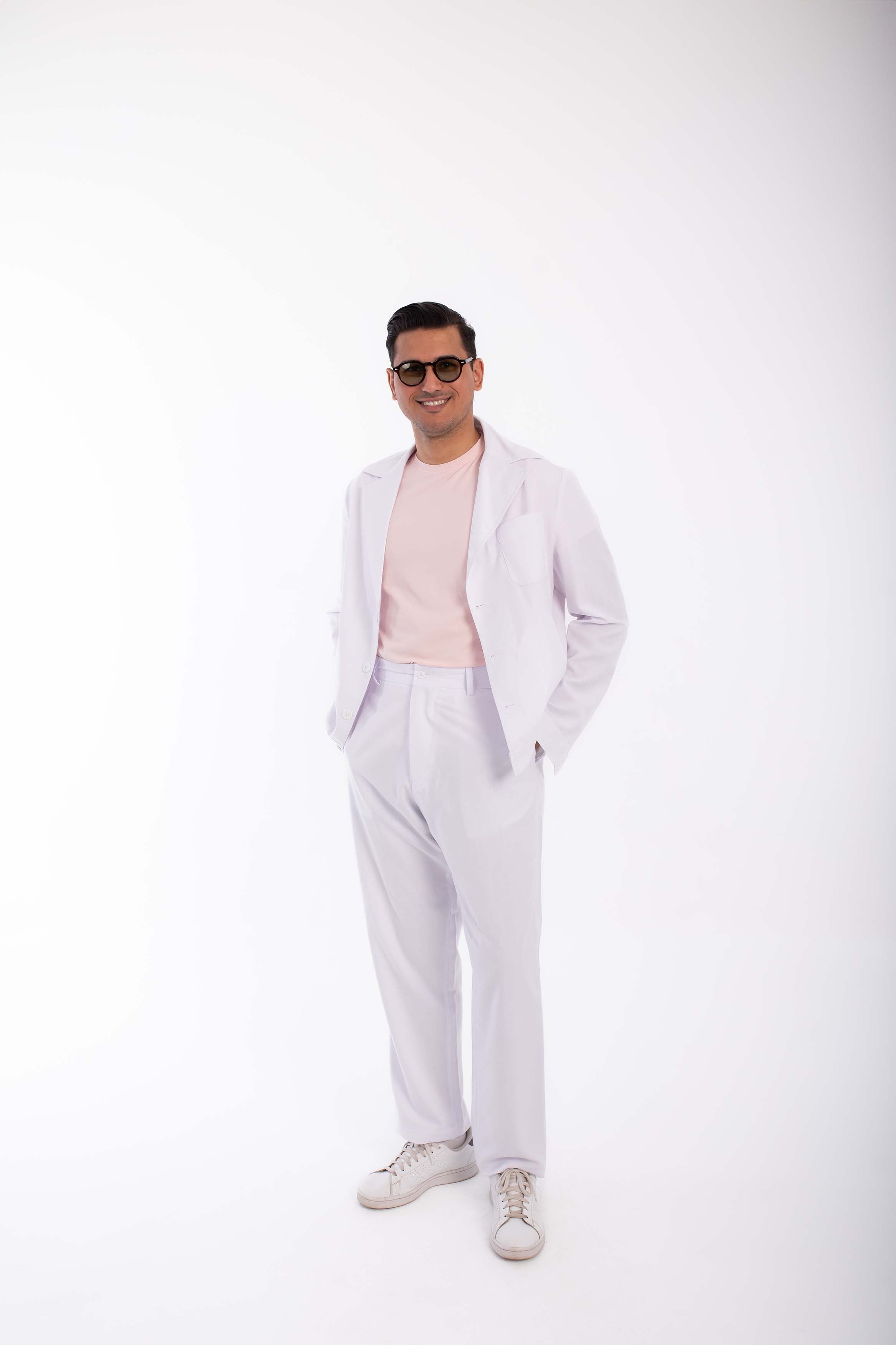 Casual  Suit oversized  linen-White