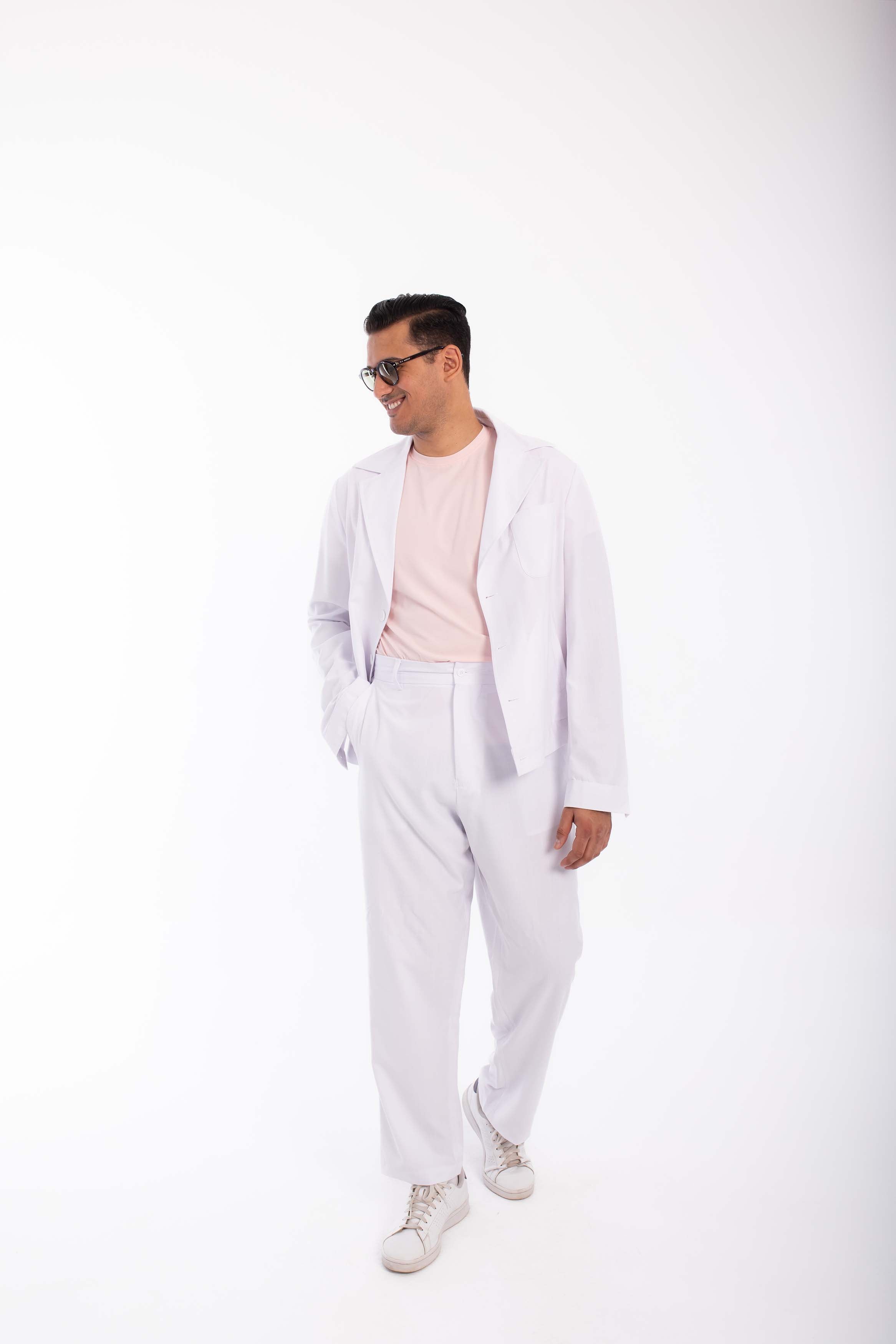 Casual  Suit oversized  linen-White