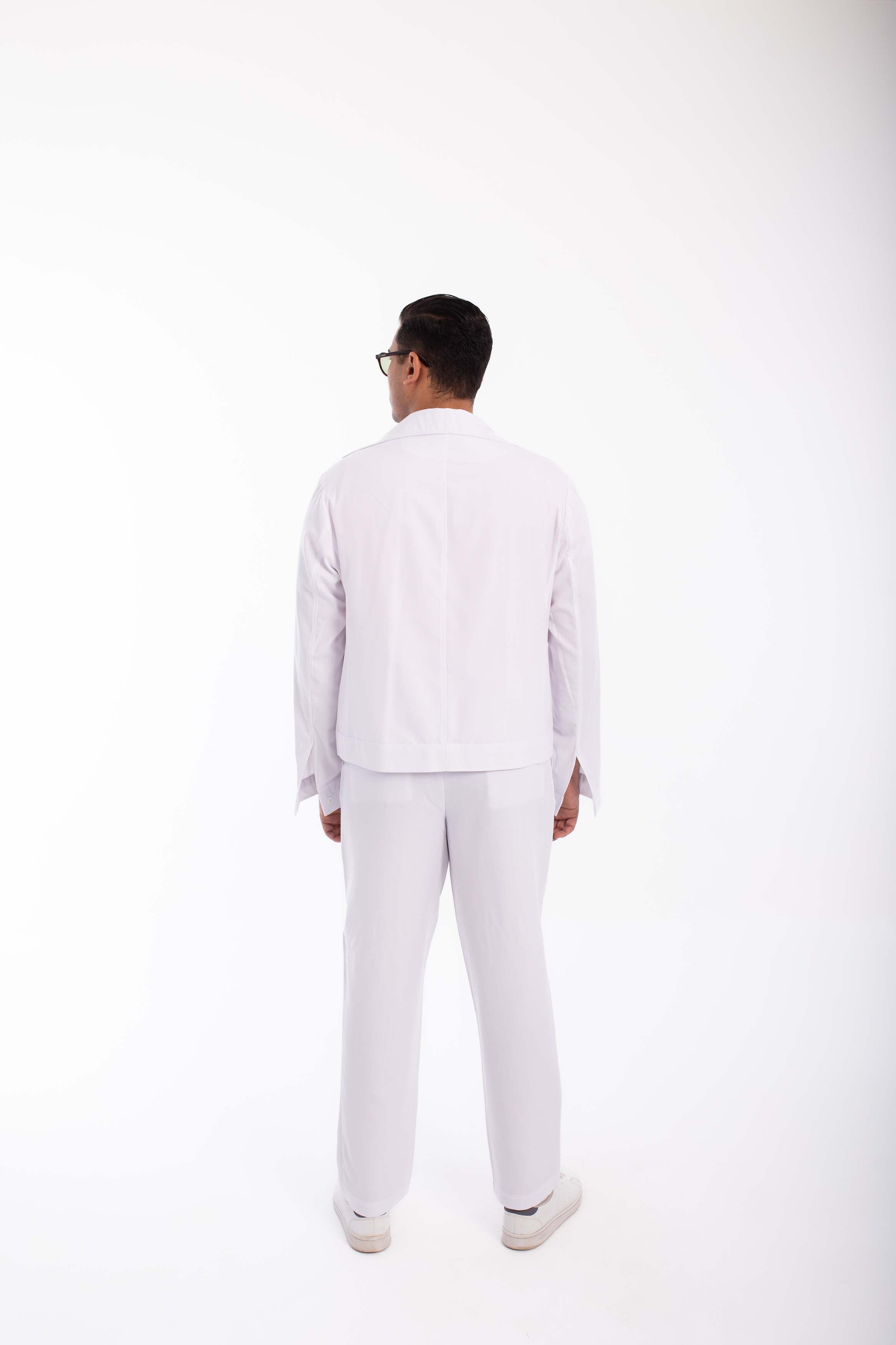 Casual  Suit oversized  linen-White