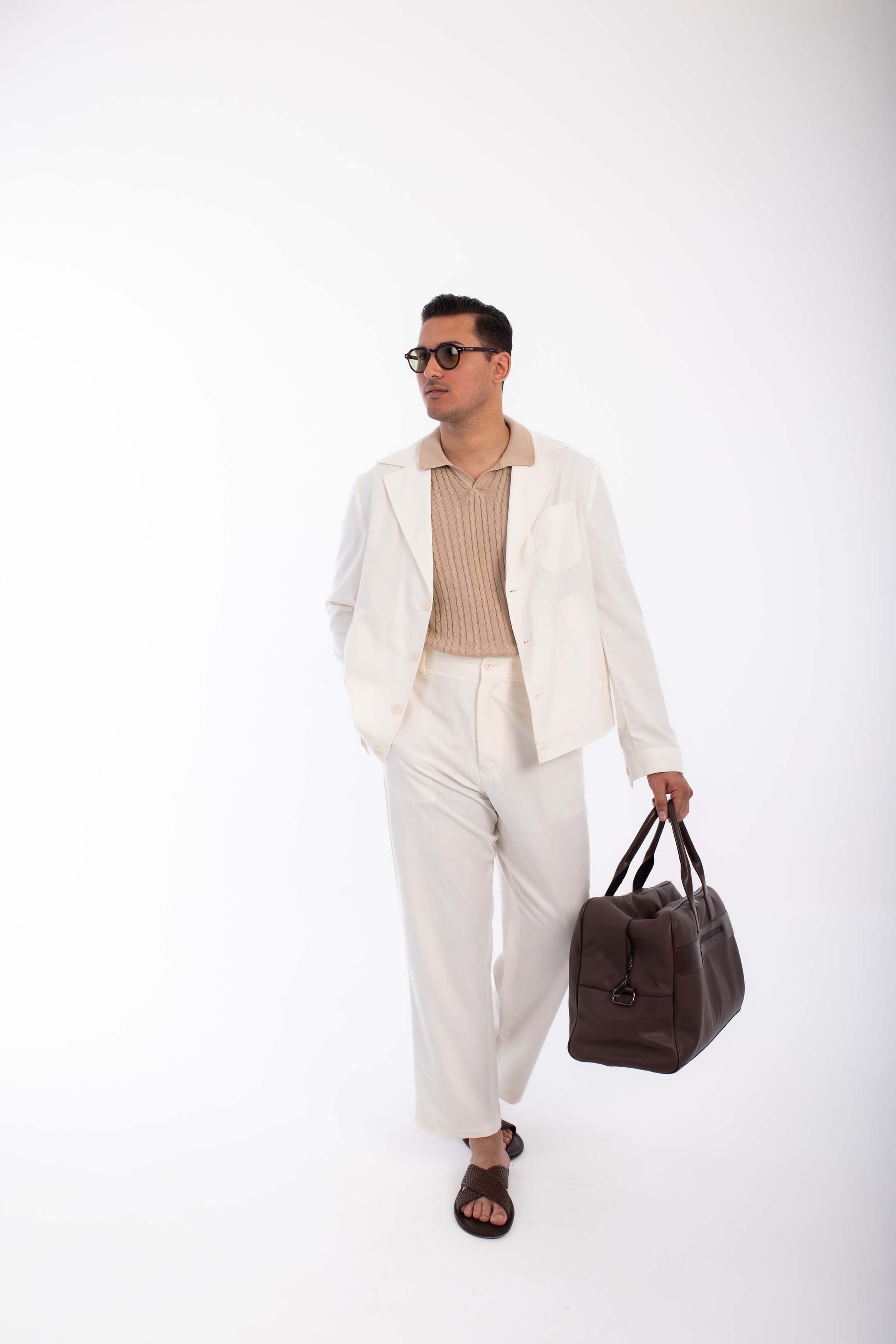 Casual  Suit oversized  linen-OFF White