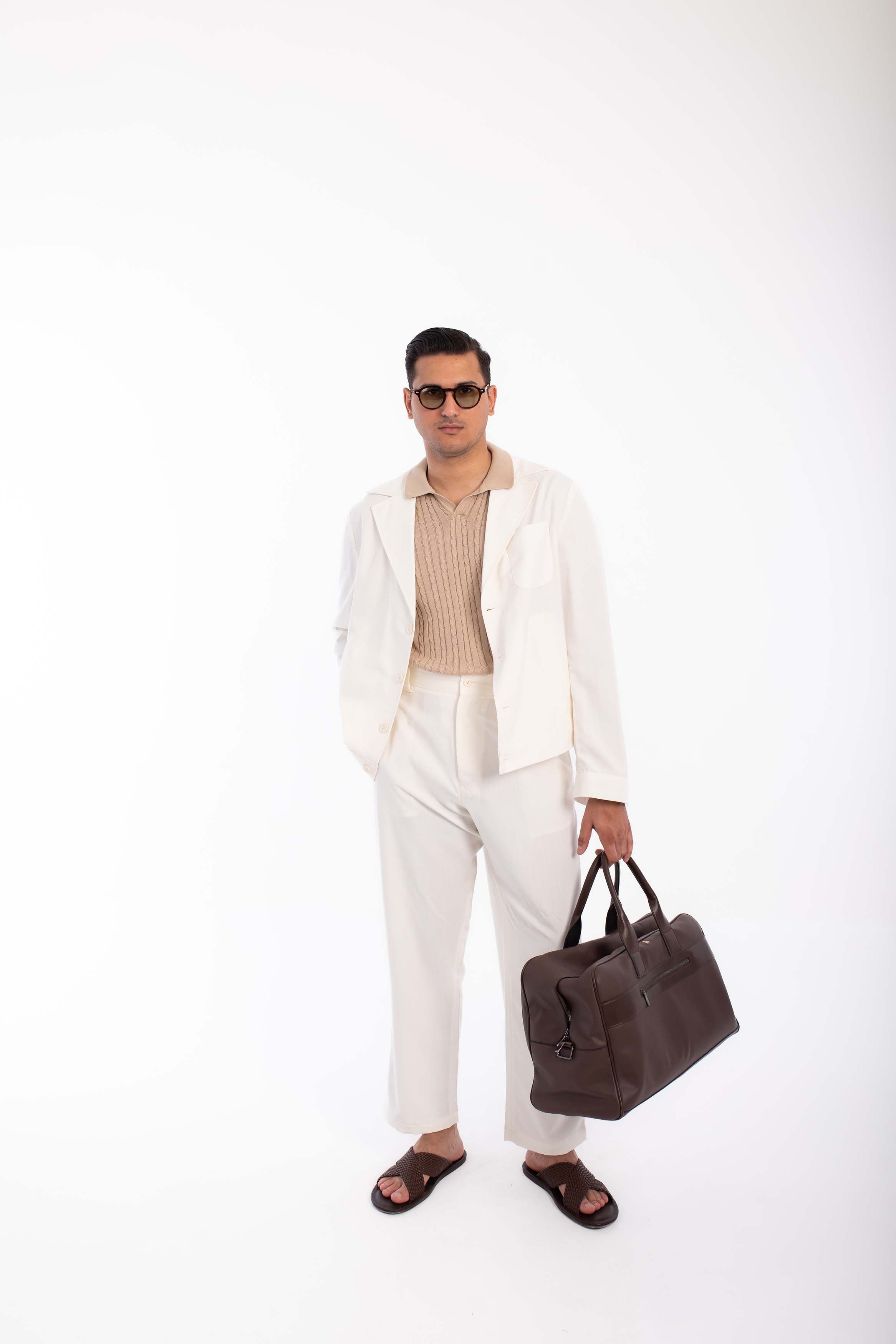 Casual  Suit oversized  linen-OFF White