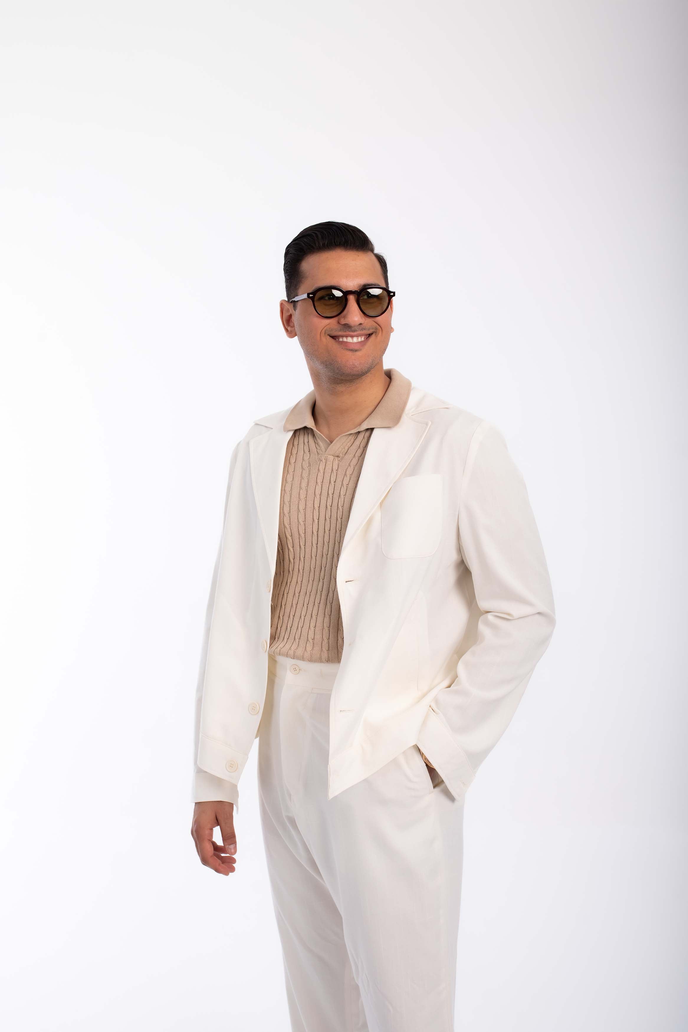 Casual  Suit oversized  linen-OFF White