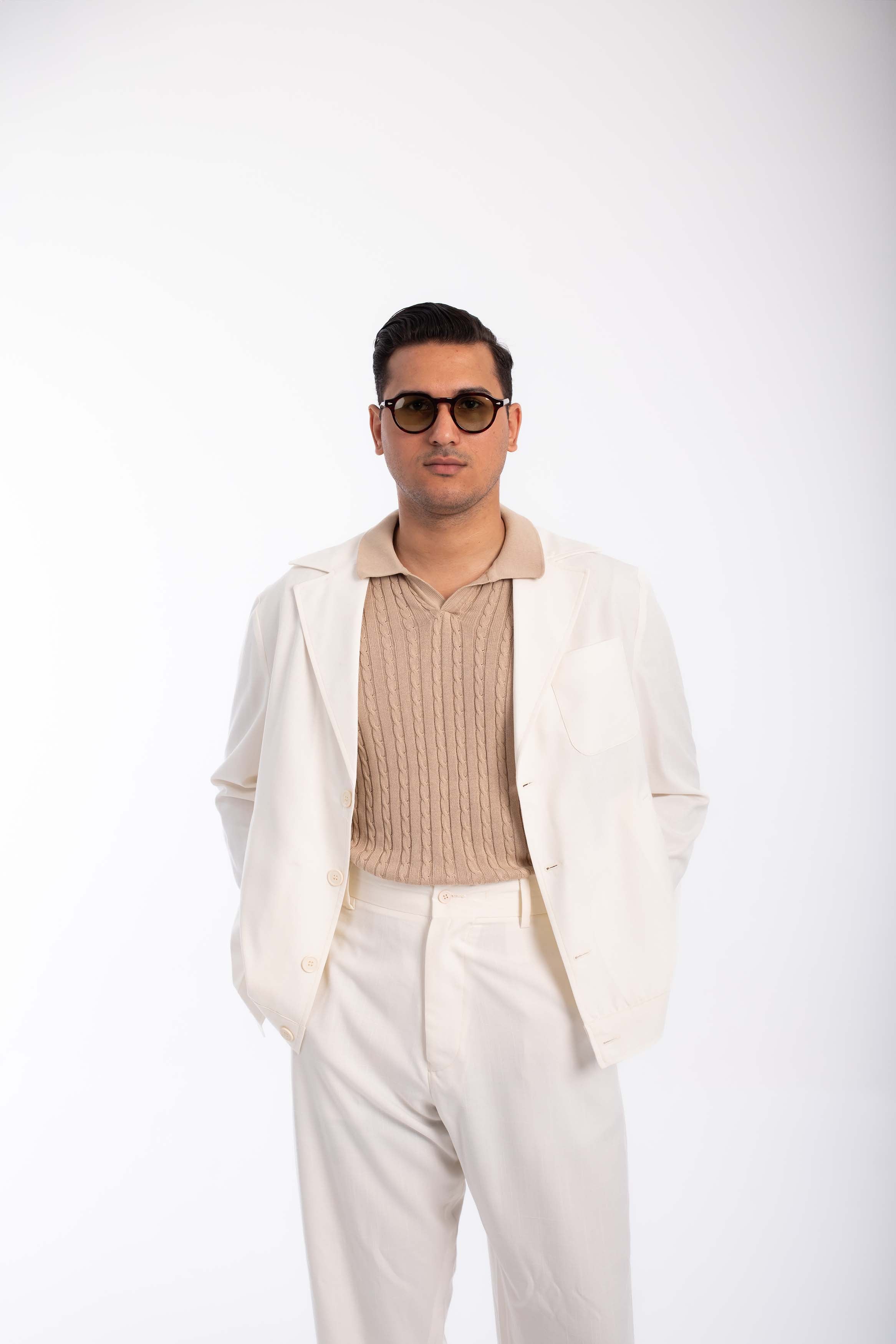 Casual  Suit oversized  linen-OFF White