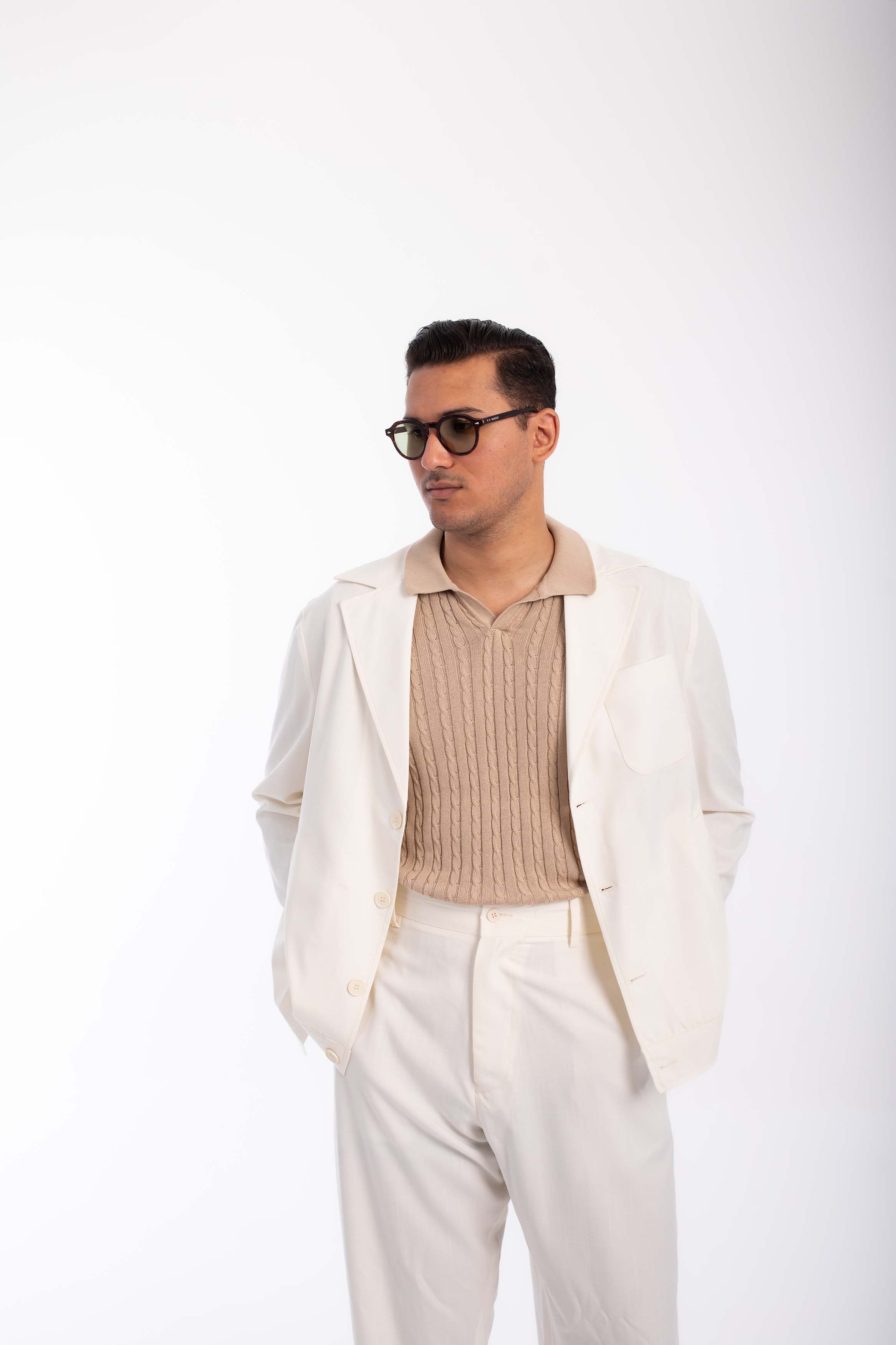 Casual  Suit oversized  linen-OFF White