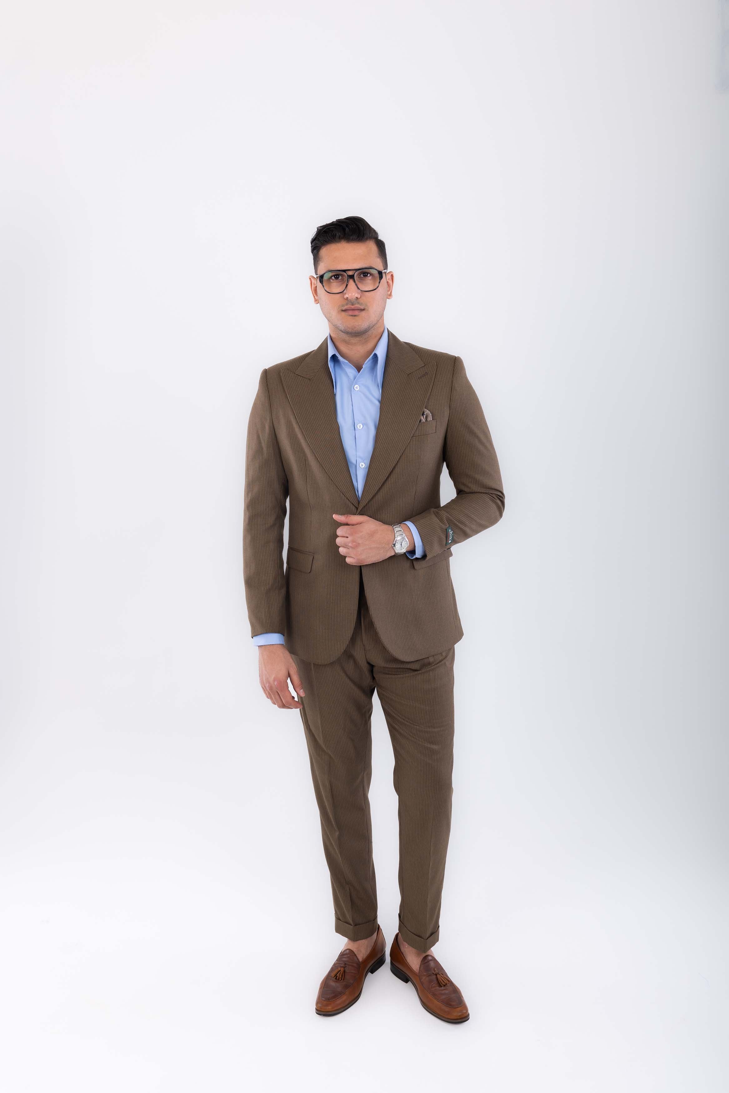 stripe wide peak lapel suit-havan