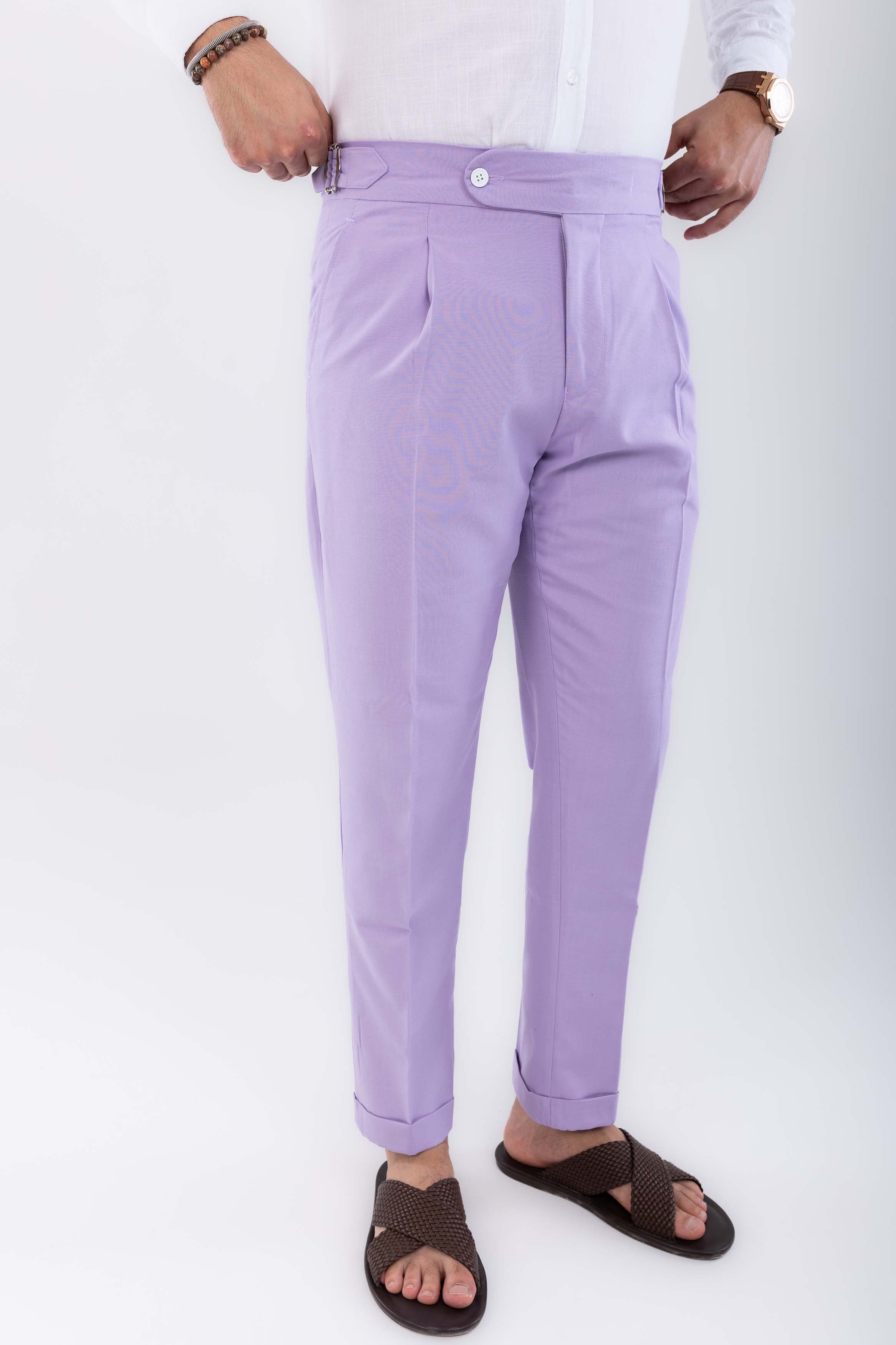 linen one button Gurkha trousers-Lavender