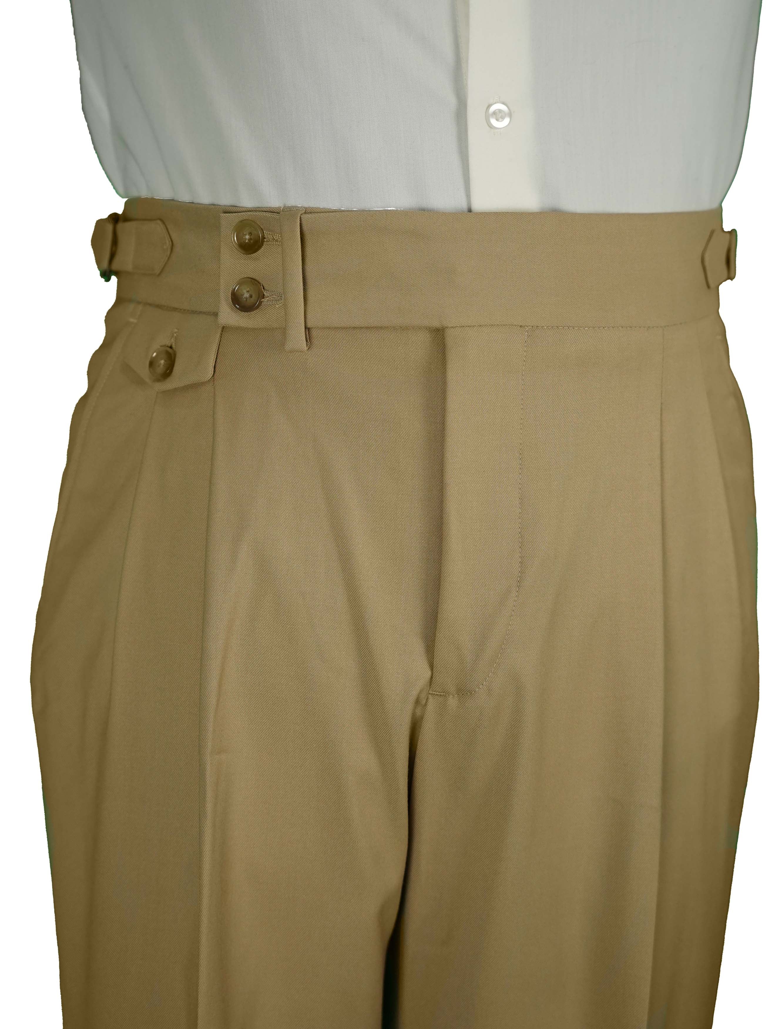 two button hight waits Gurkha trousers - Beige