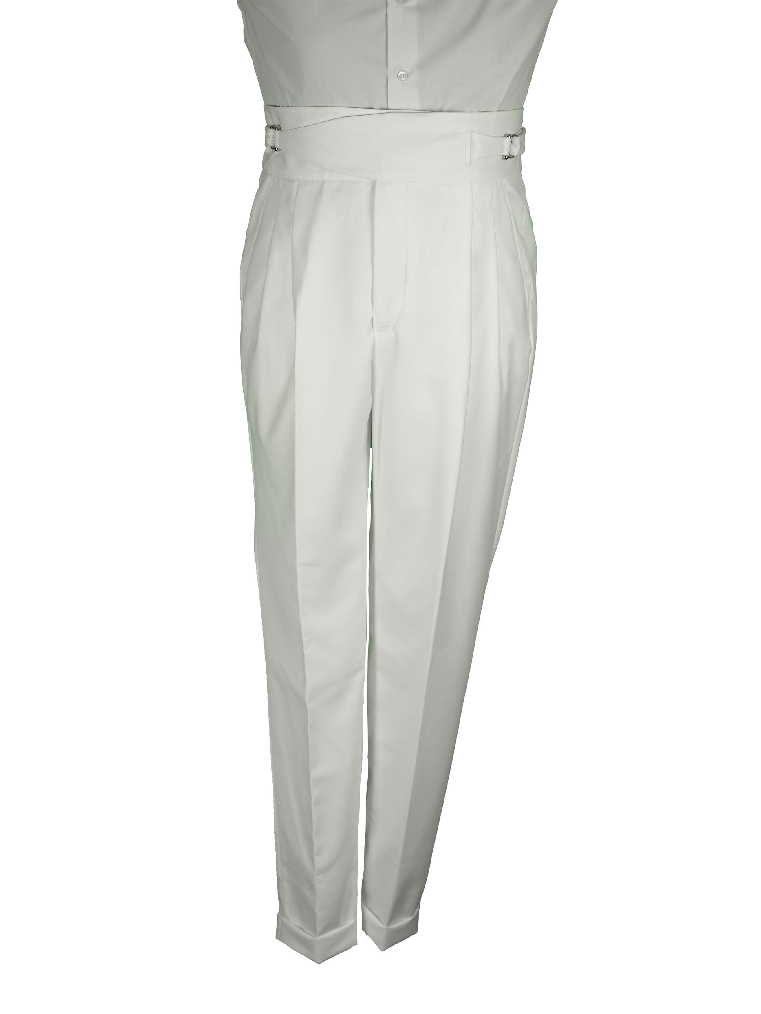 Two side high waist gurkhra trousers - White