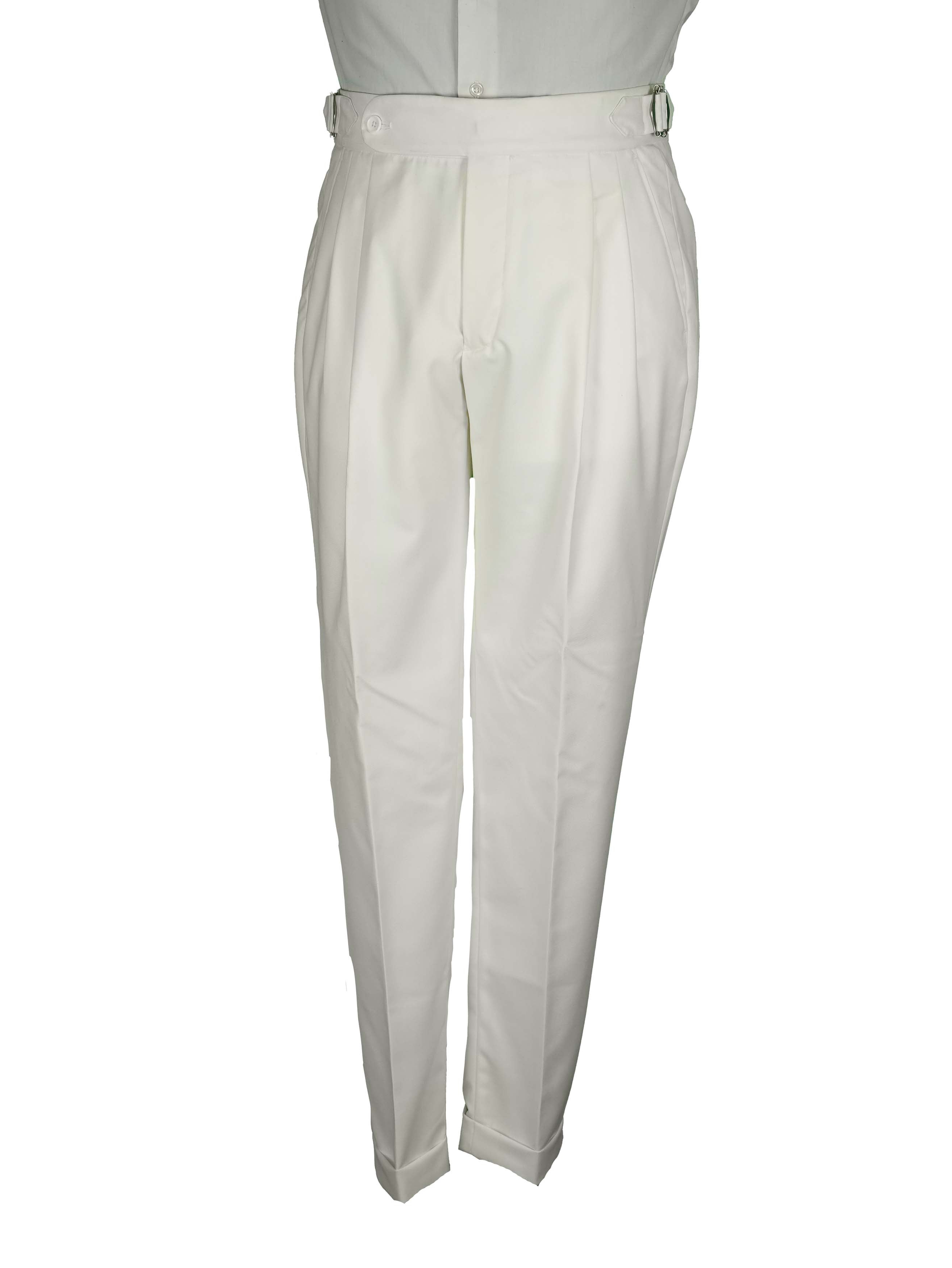 one button hight waist gurkha trousers - OFF White