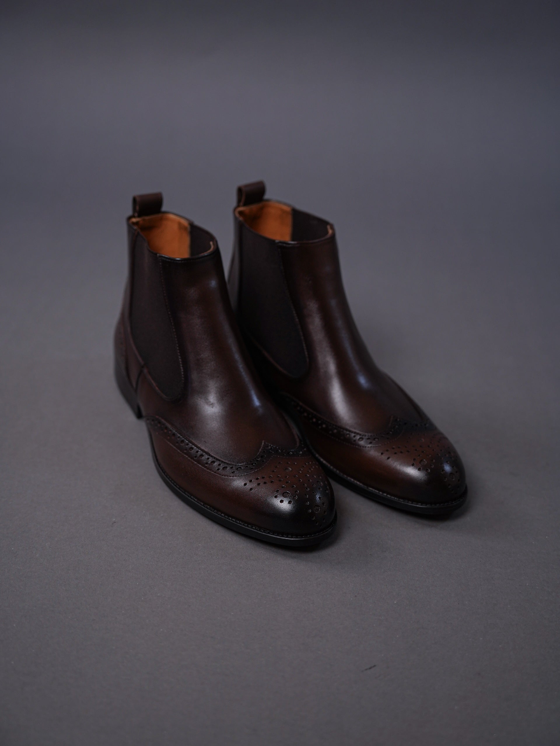 brouge chelsea boots-Brown