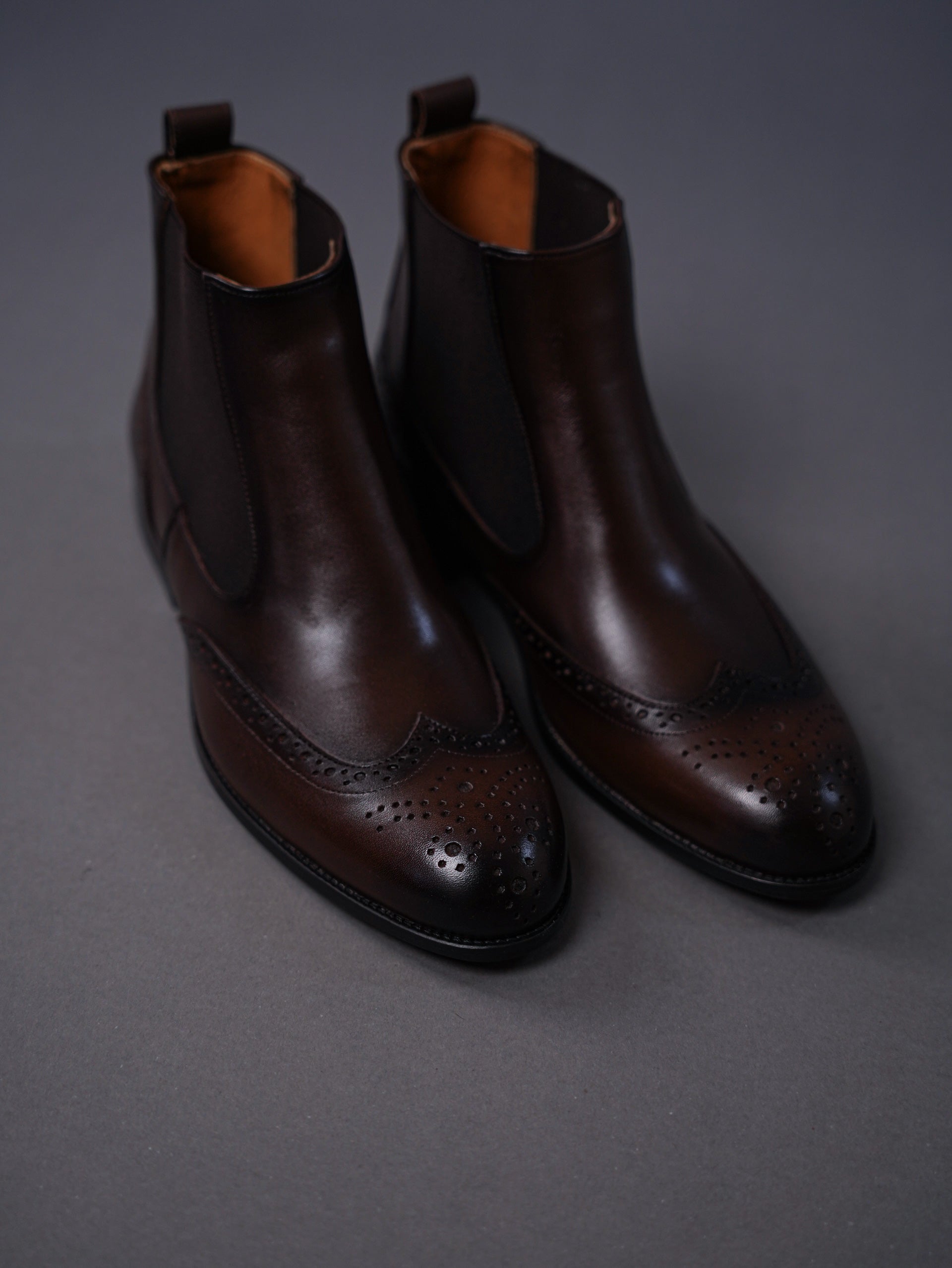 brouge chelsea boots-Brown