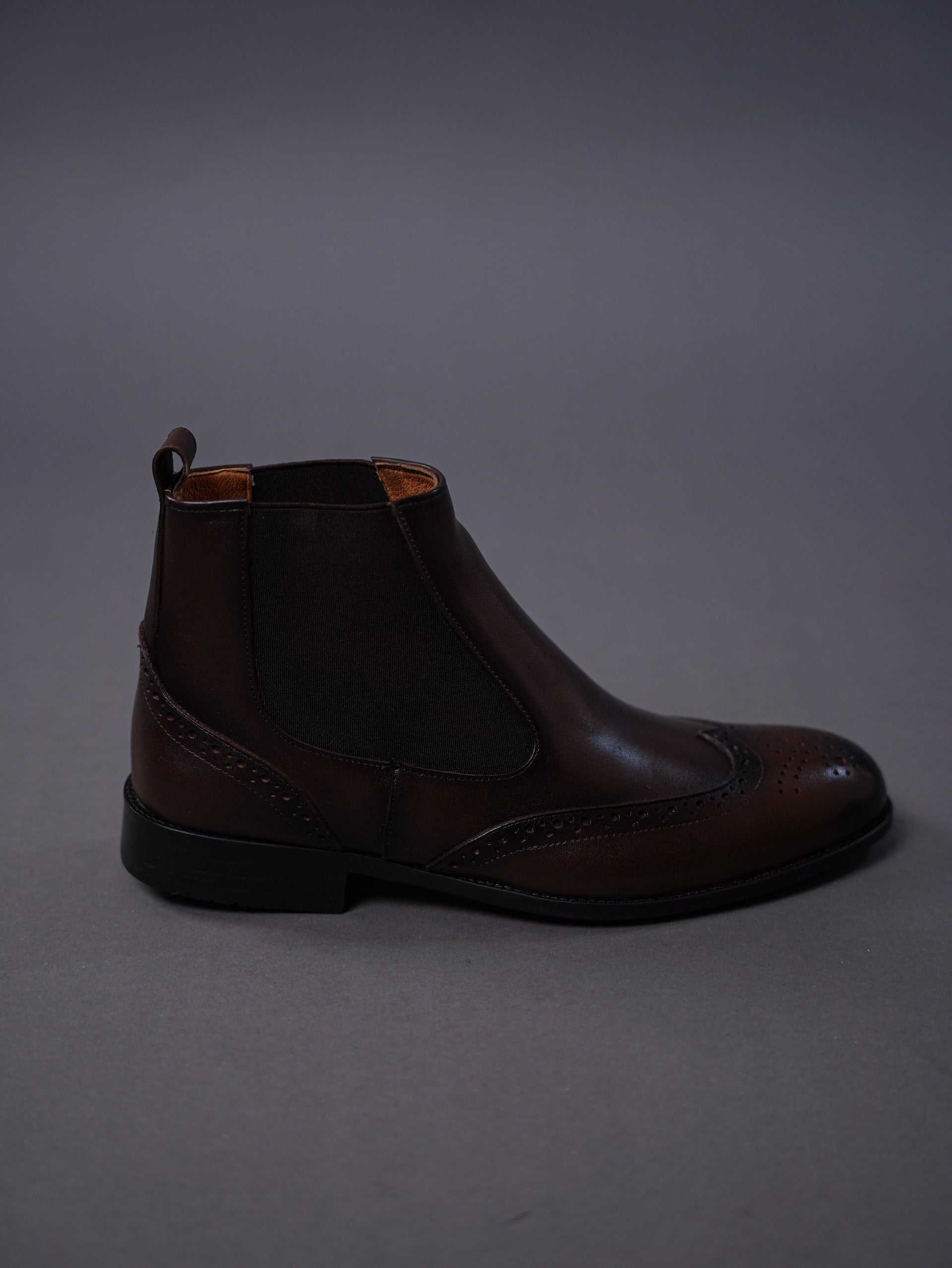 brouge chelsea boots-Brown