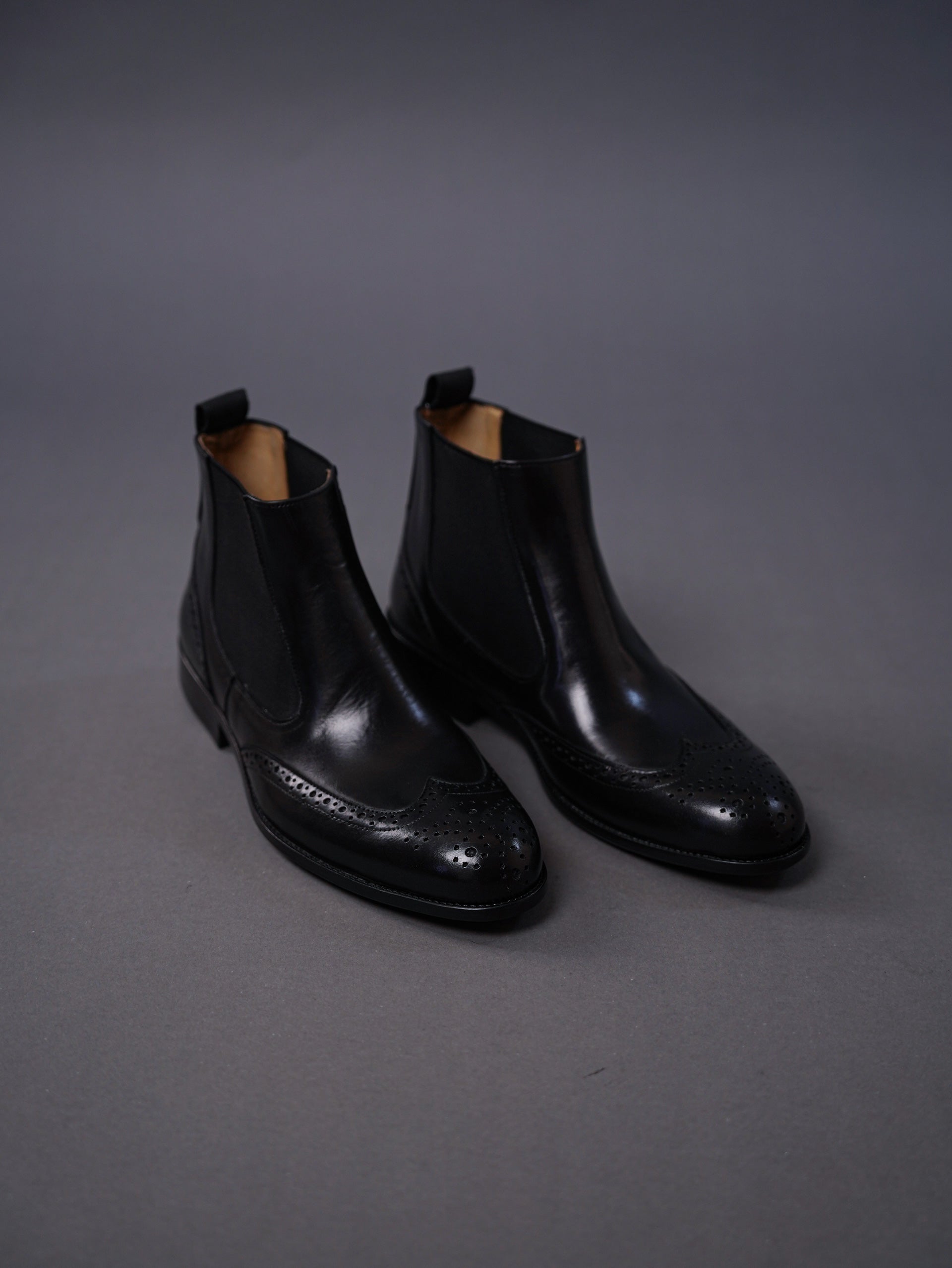 brouge chelsea boots-Black