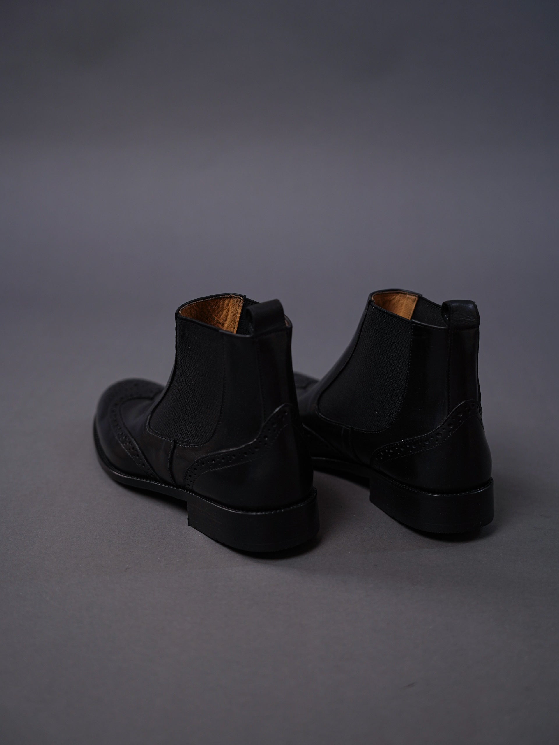 brouge chelsea boots-Black