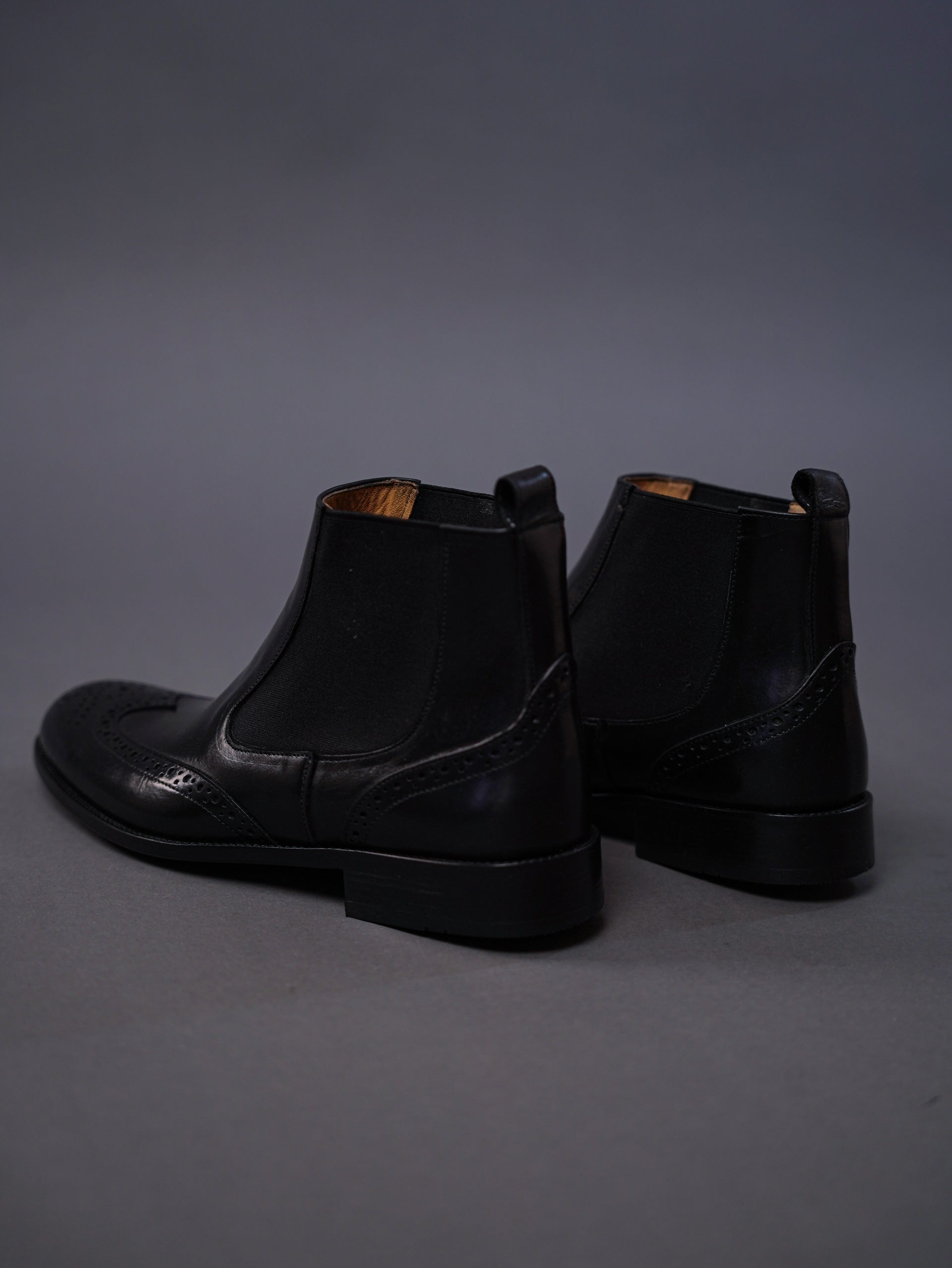 brouge chelsea boots-Black