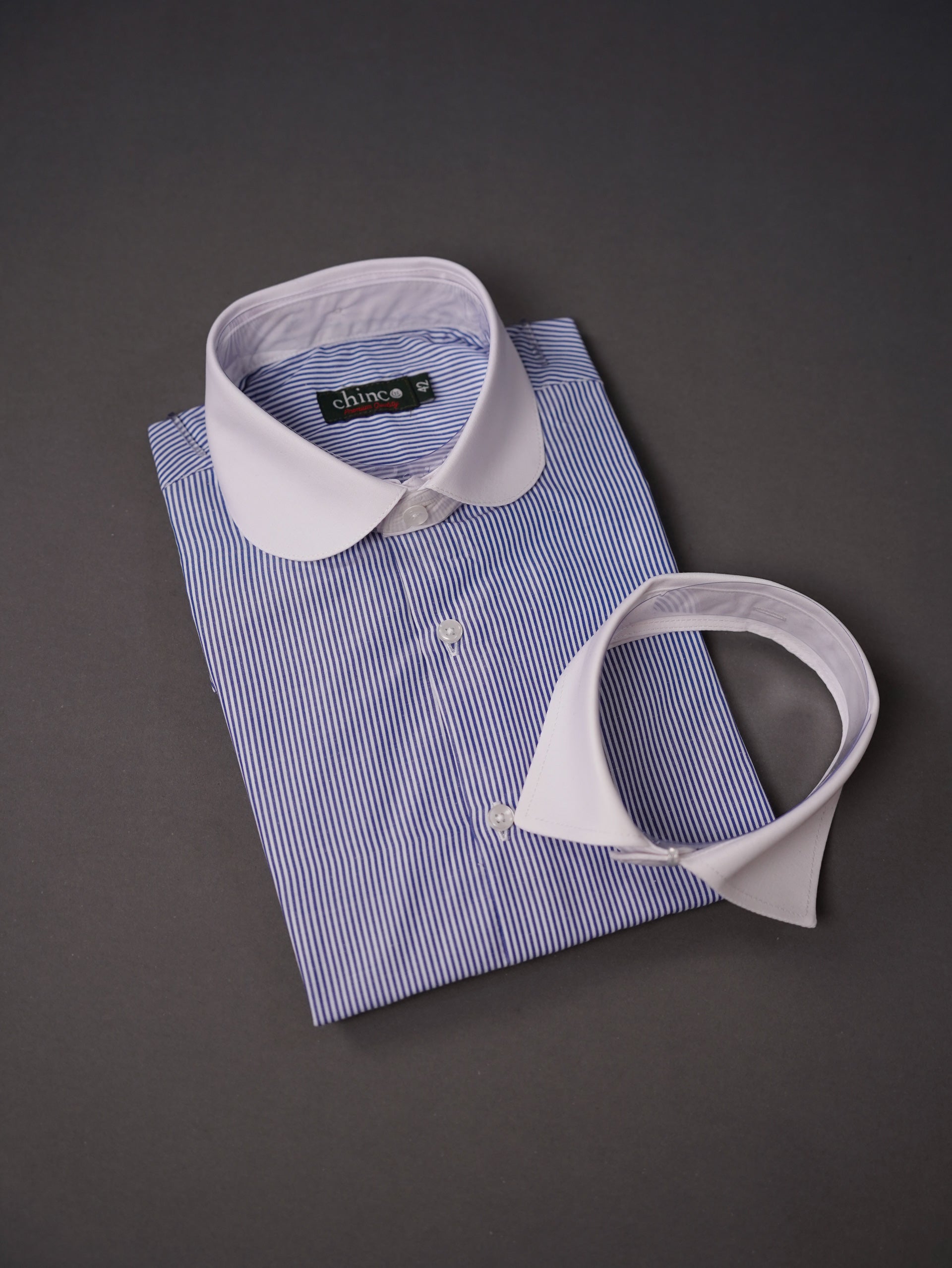 Three collar slim fit chemise-Blue