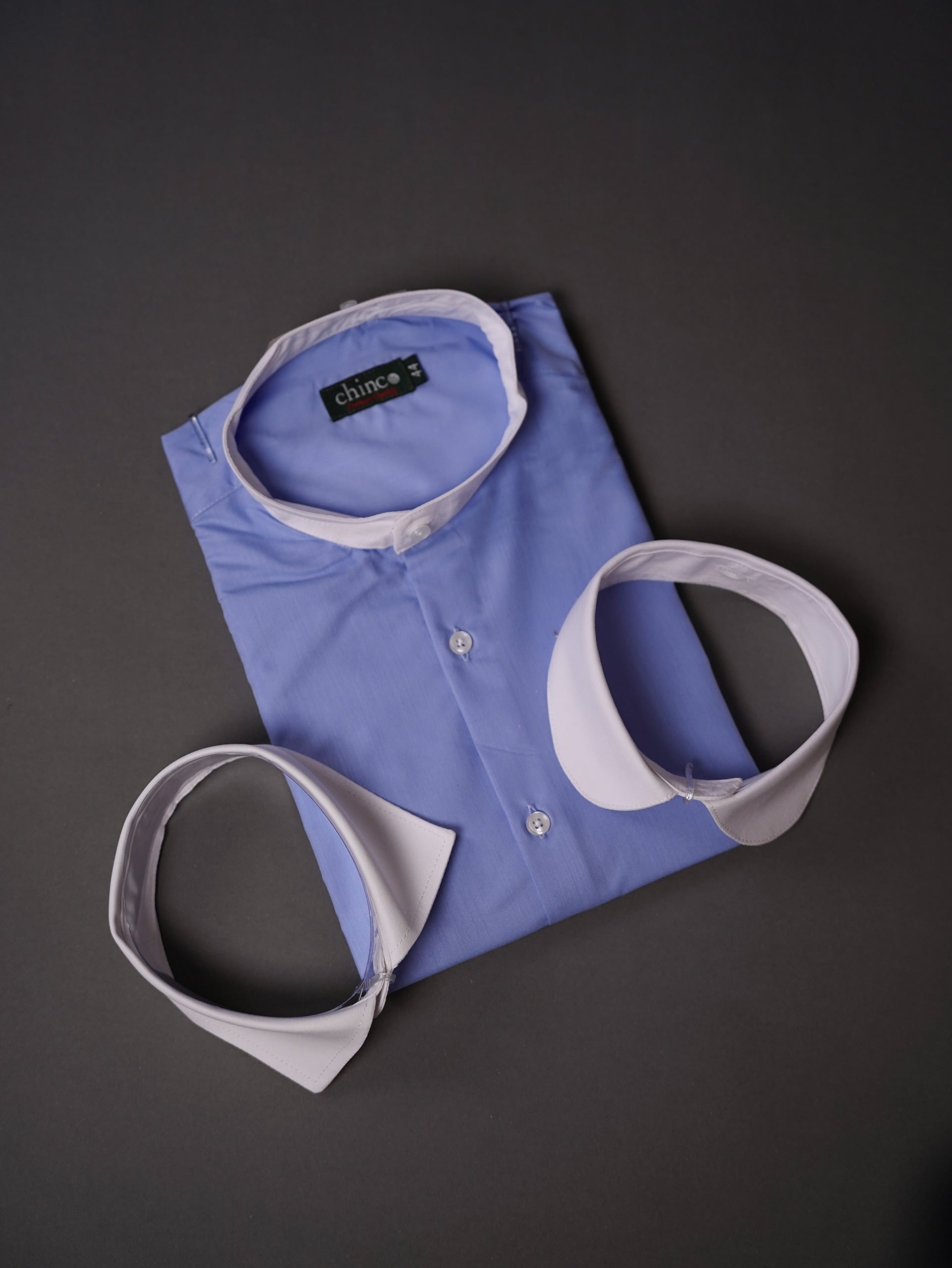 Three collar slim fit chemise-Baby blue