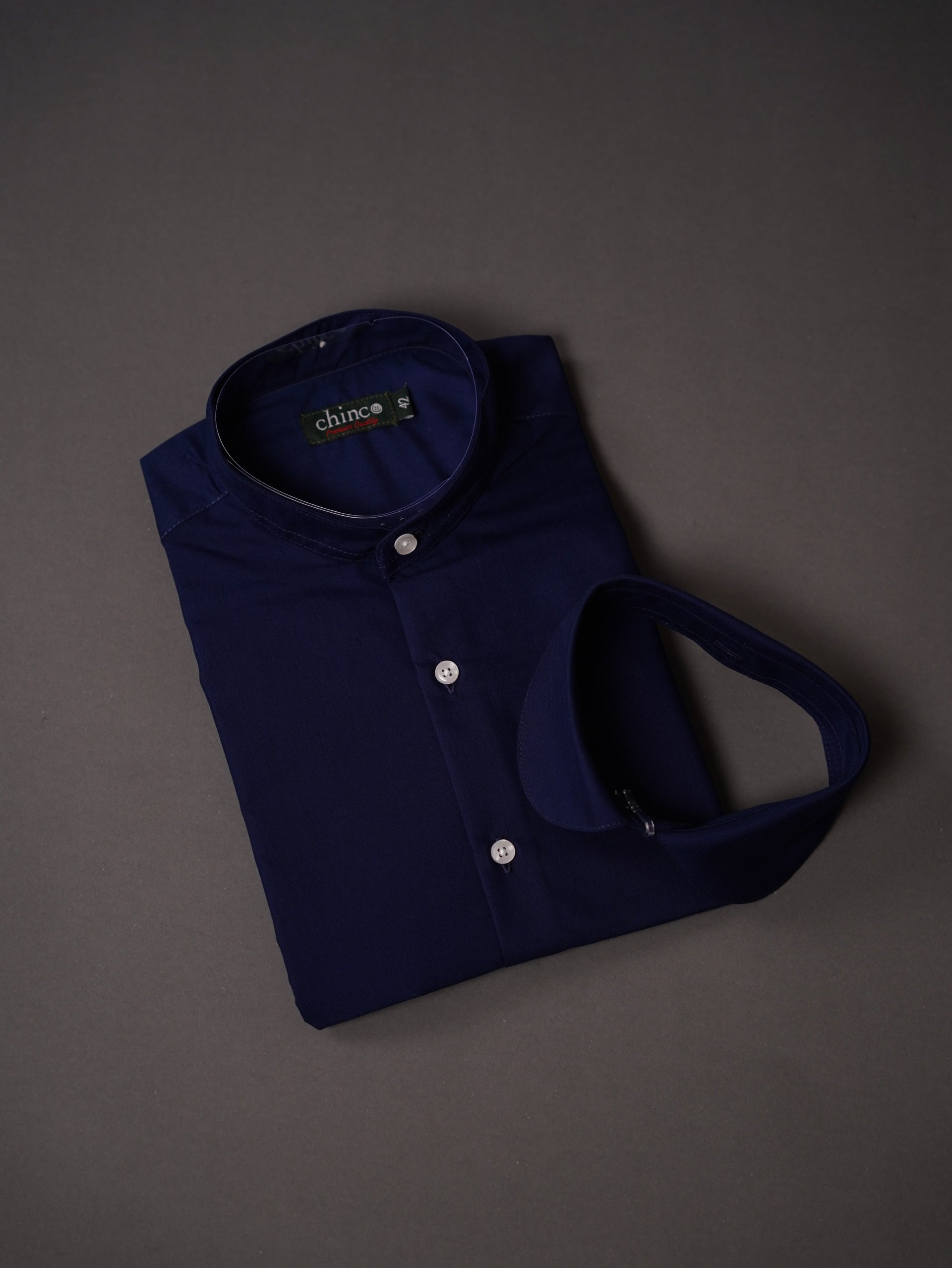 two collar slim fit chemise-Navy