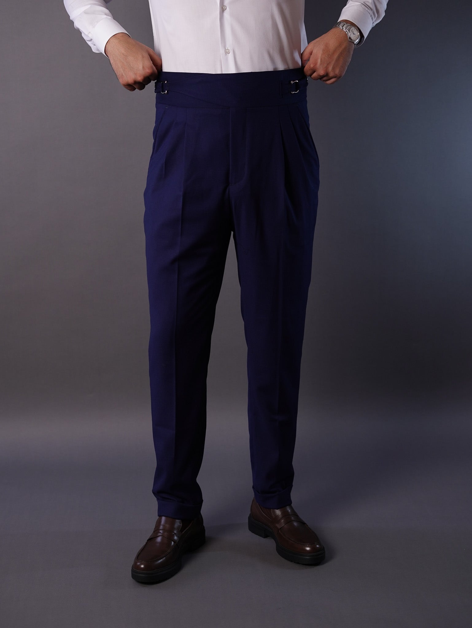 Two side high waist gurkhra trousers- navy