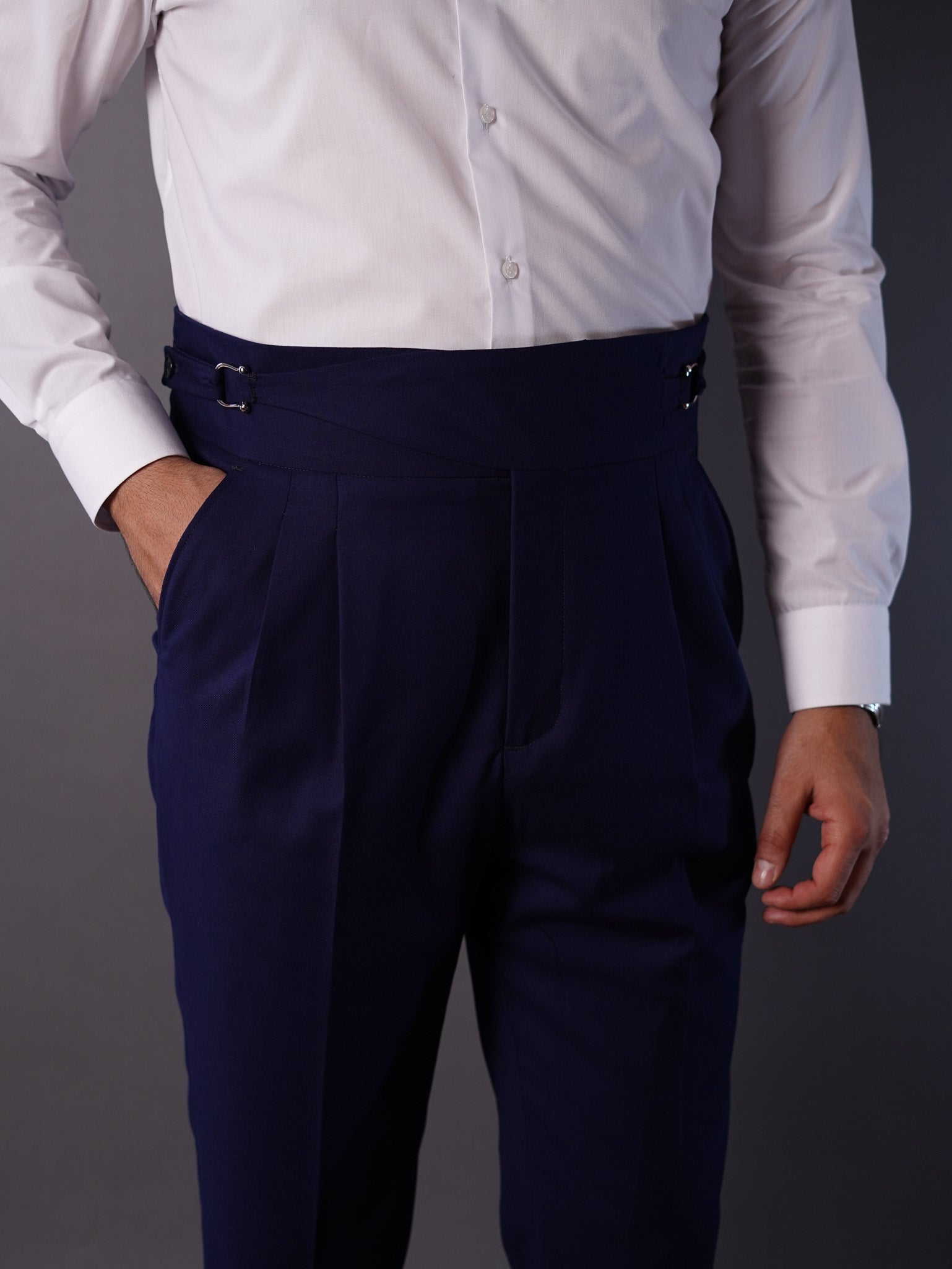 Two side high waist gurkhra trousers- navy