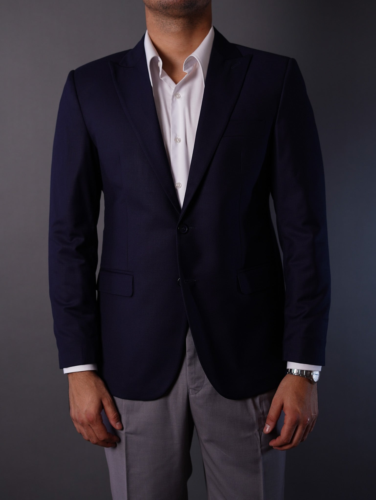 Navy blue half blazer best sale