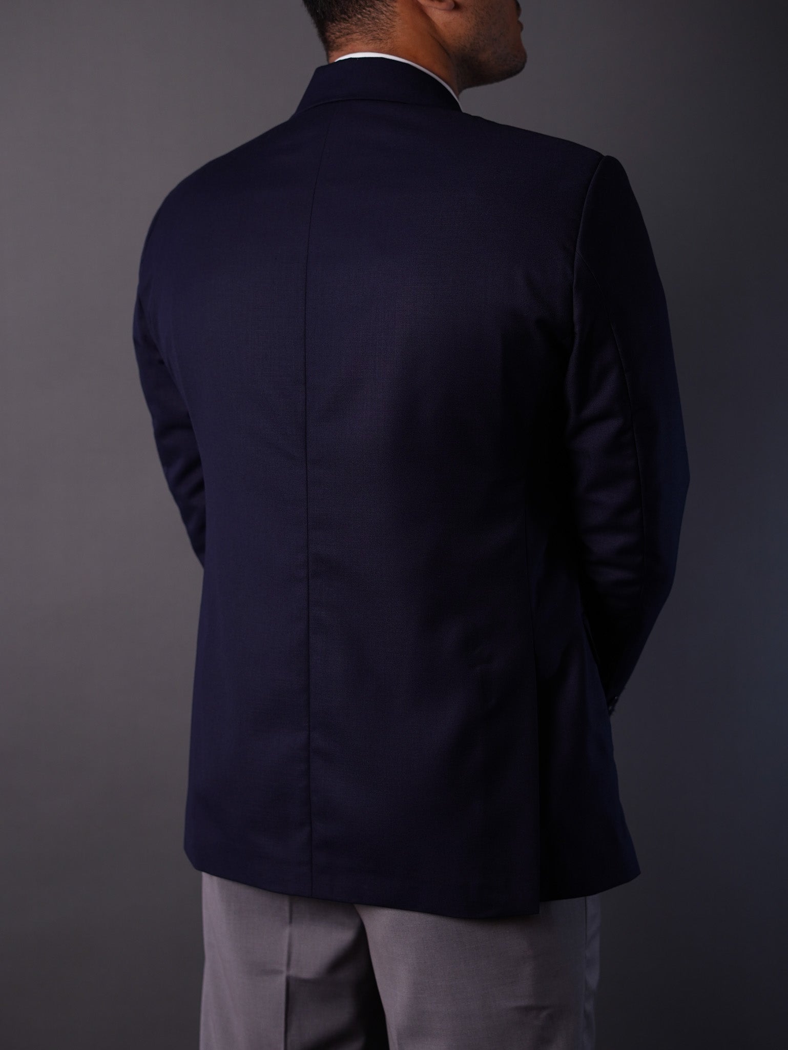 slim fit blazer half lining-Navy