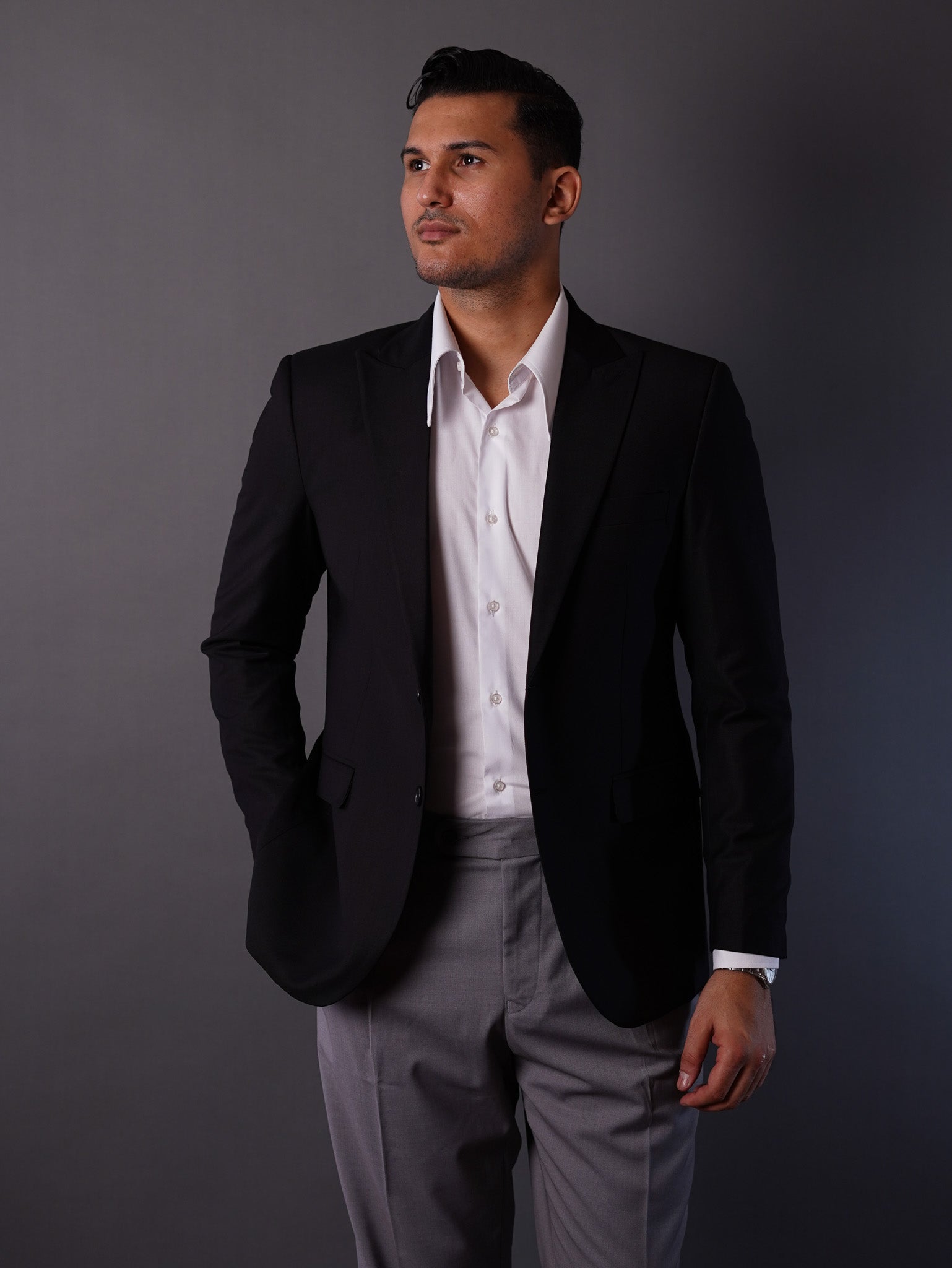 slim fit blazer half lining-Black