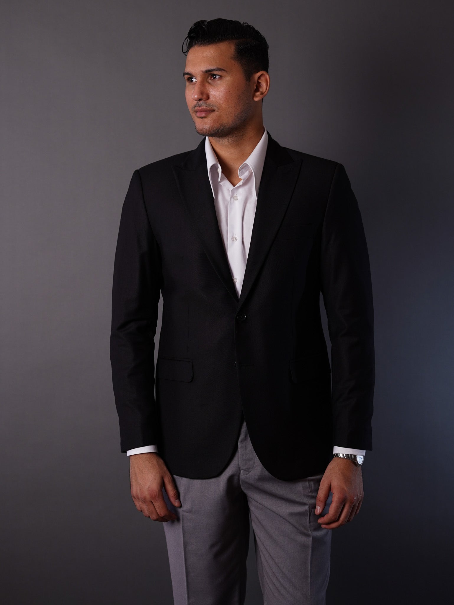 slim fit blazer half lining-Black