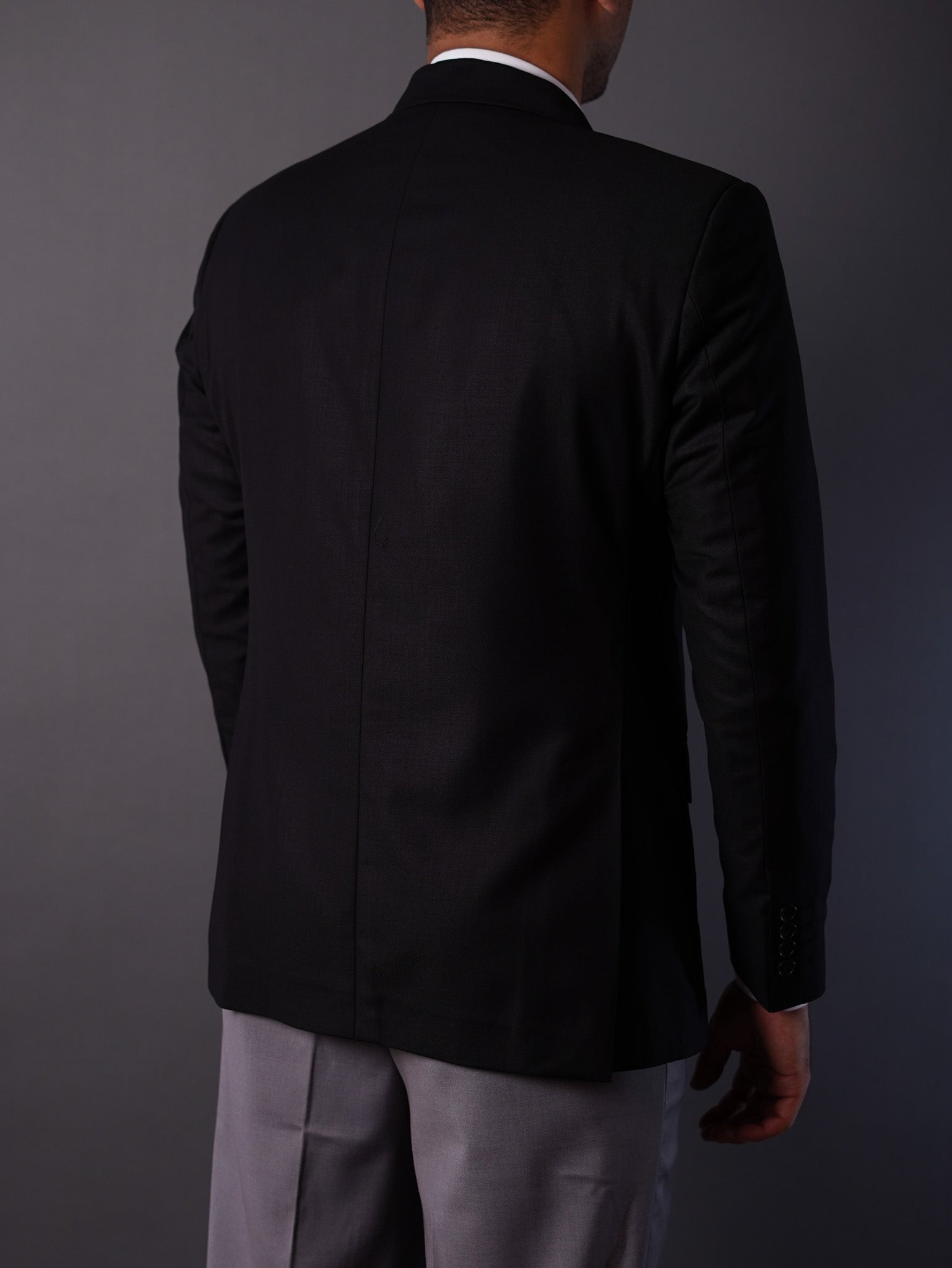 slim fit blazer half lining-Black