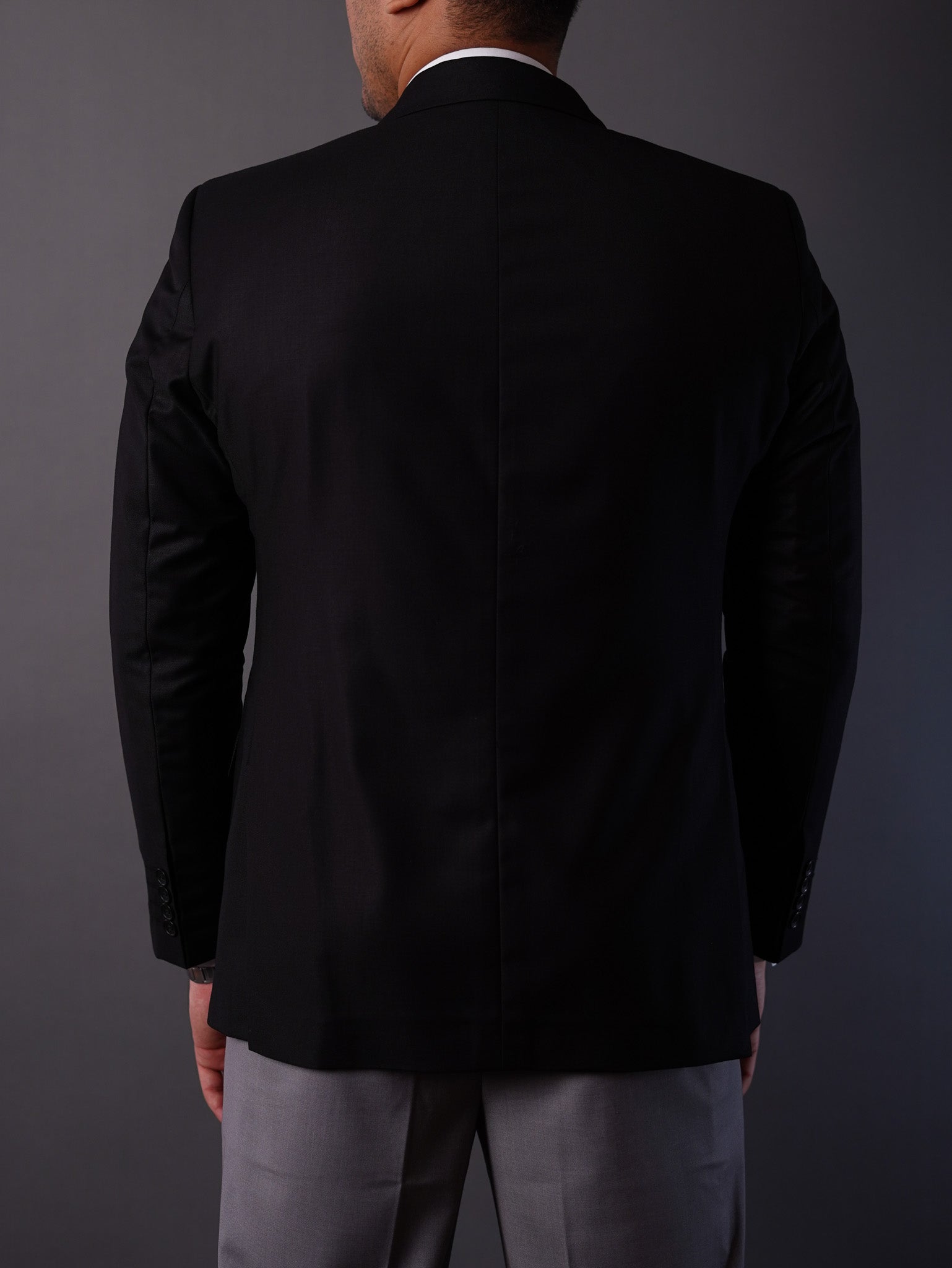 slim fit blazer half lining-Black