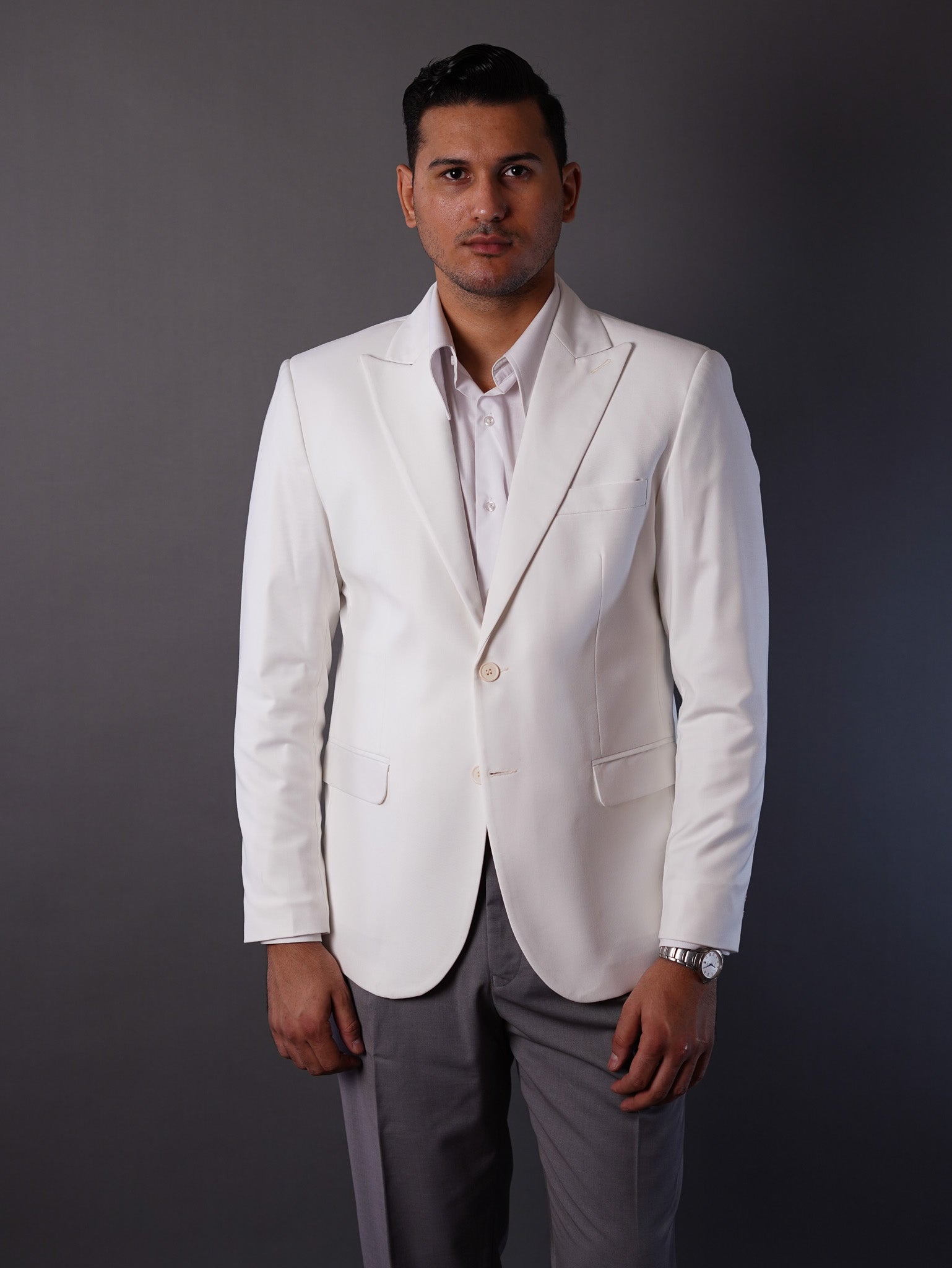 slim fit blazer half lining-off white