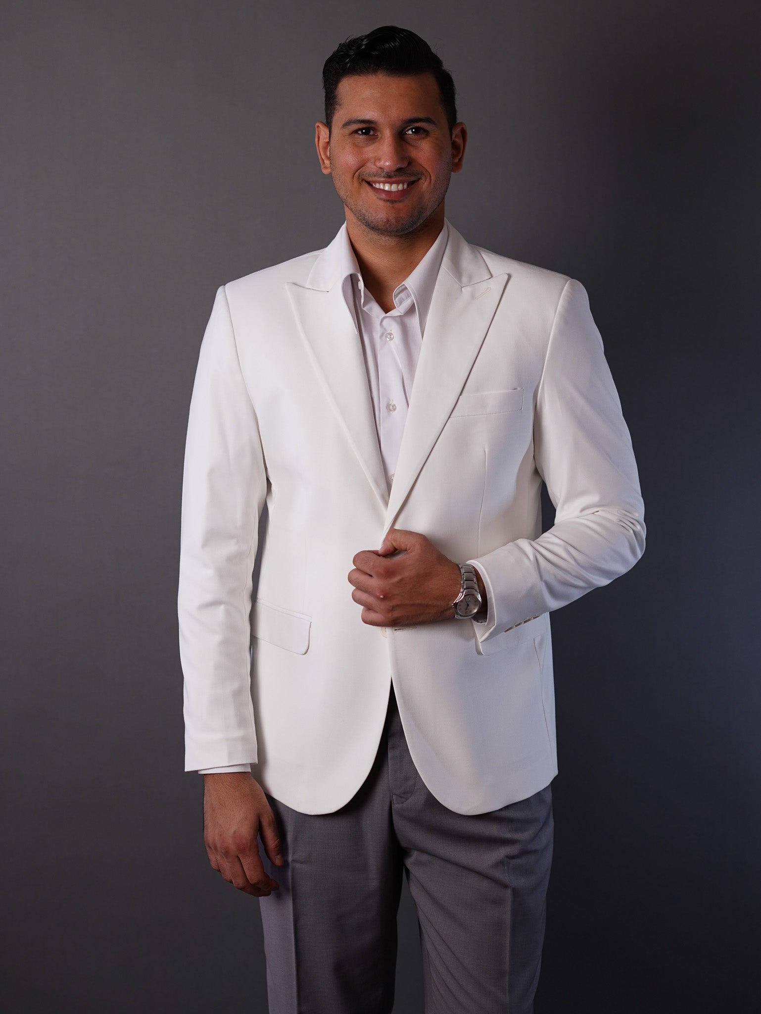 slim fit blazer half lining-off white