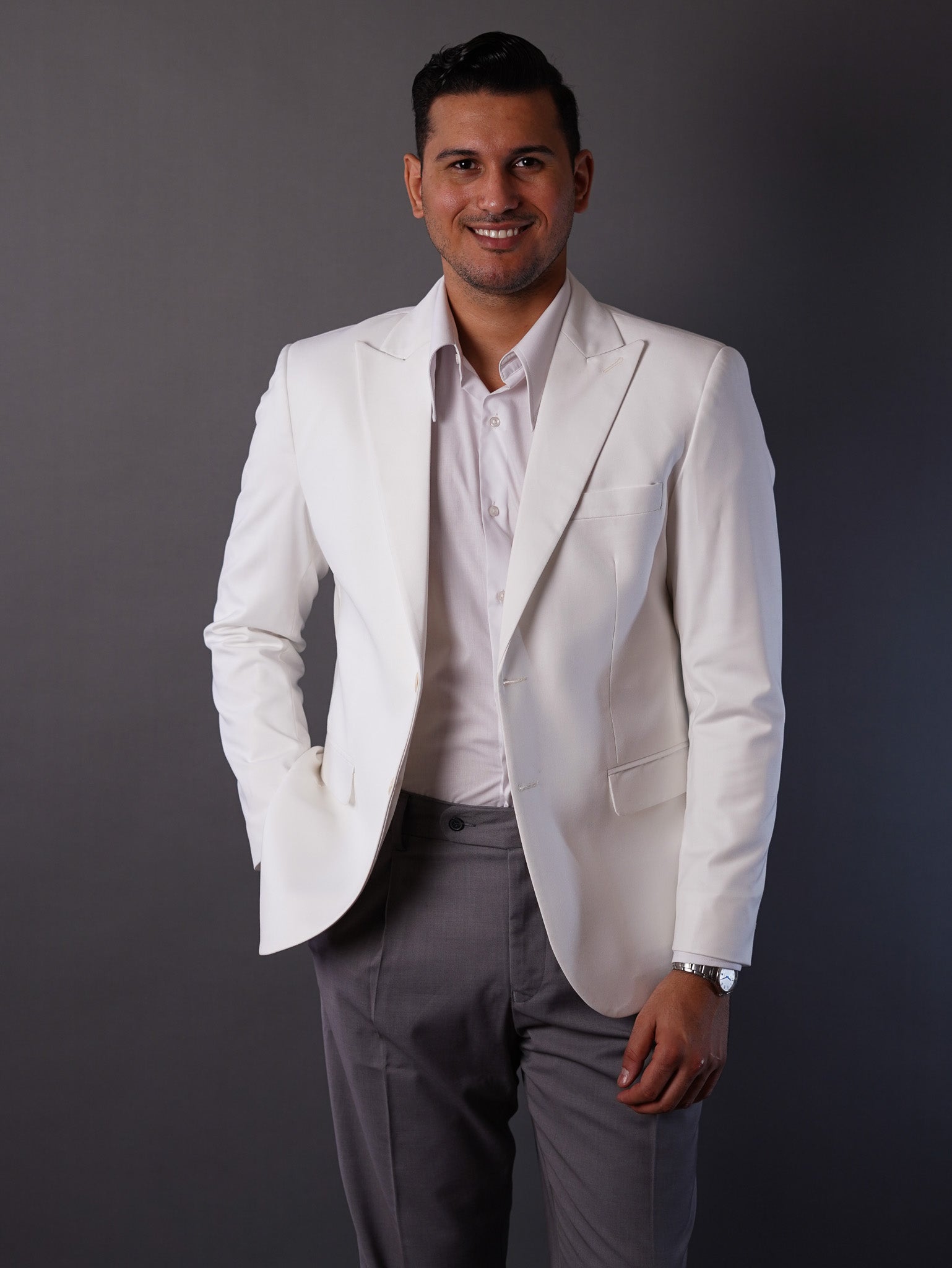 slim fit blazer half lining-off white