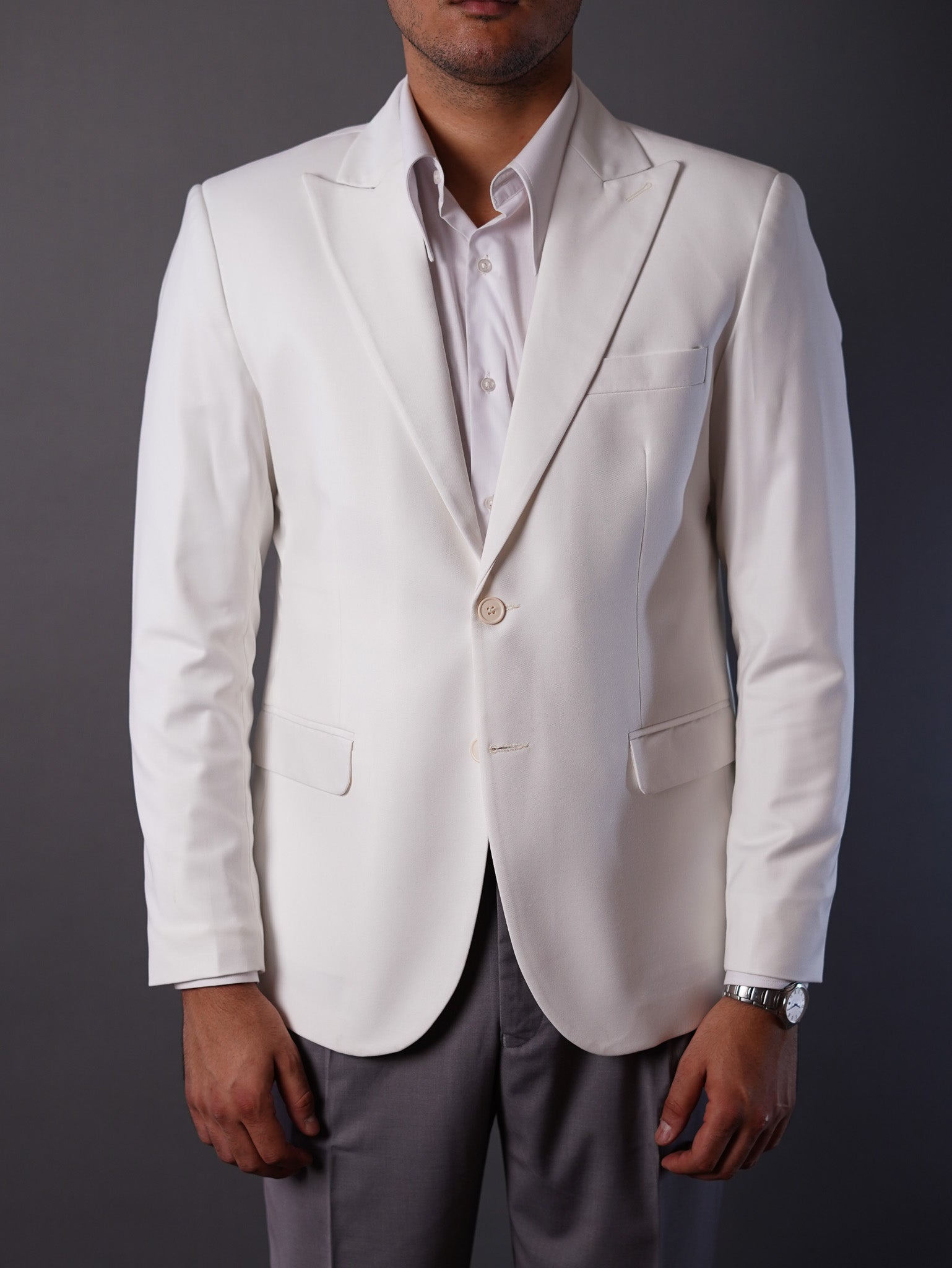 slim fit blazer half lining-off white