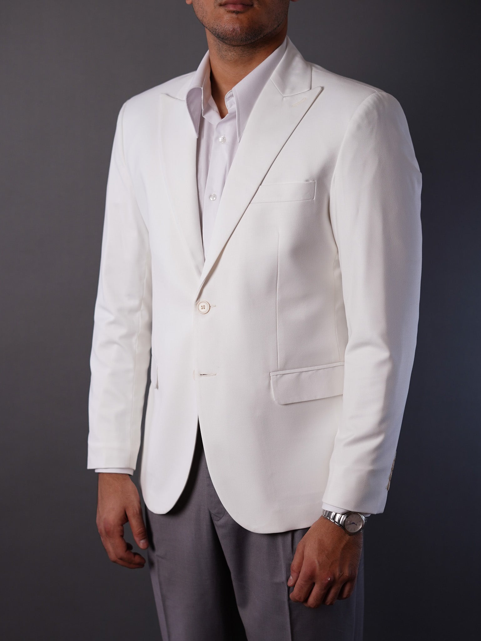 slim fit blazer half lining-off white