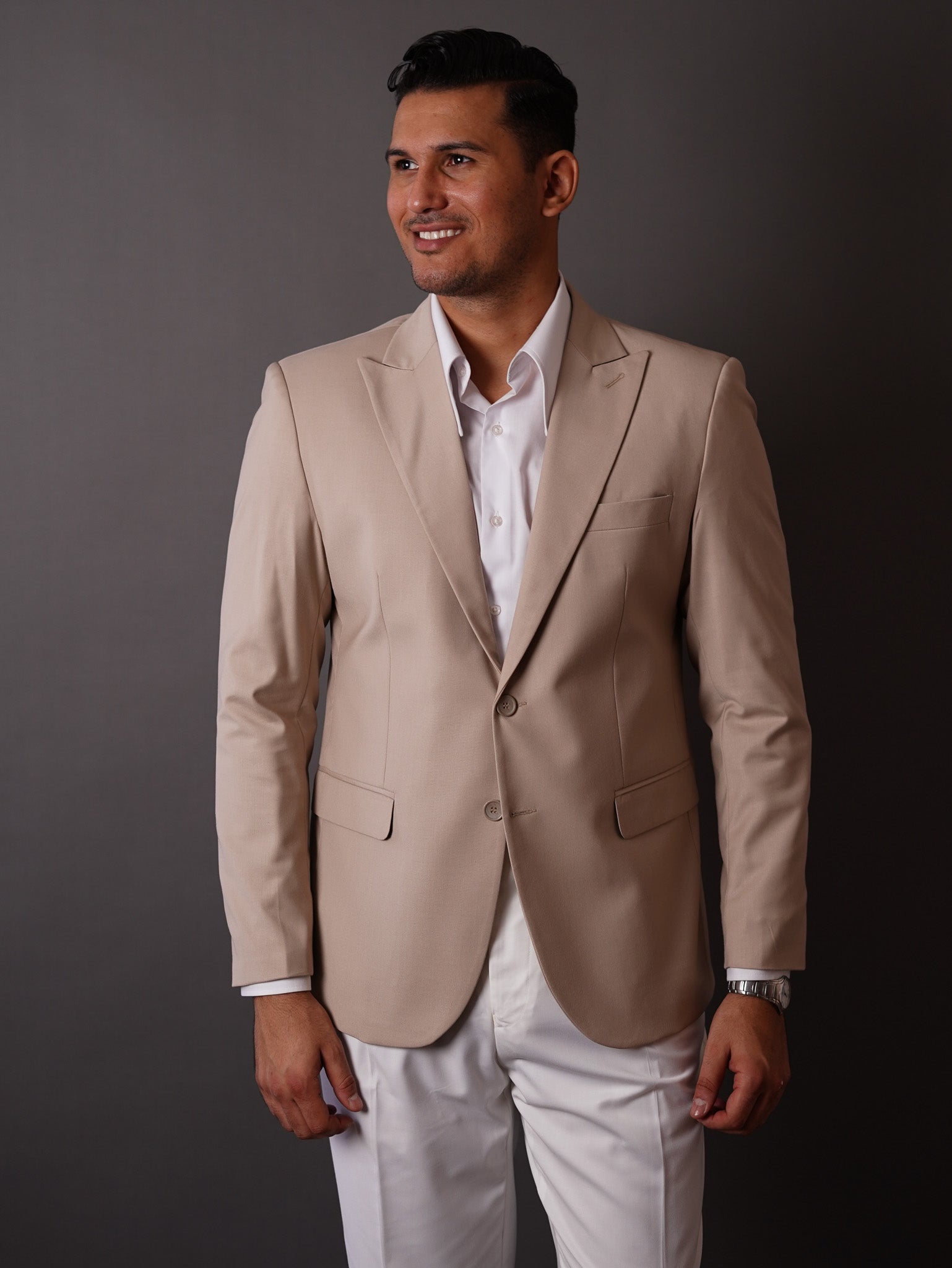 slim fit blazer half lining-Beige