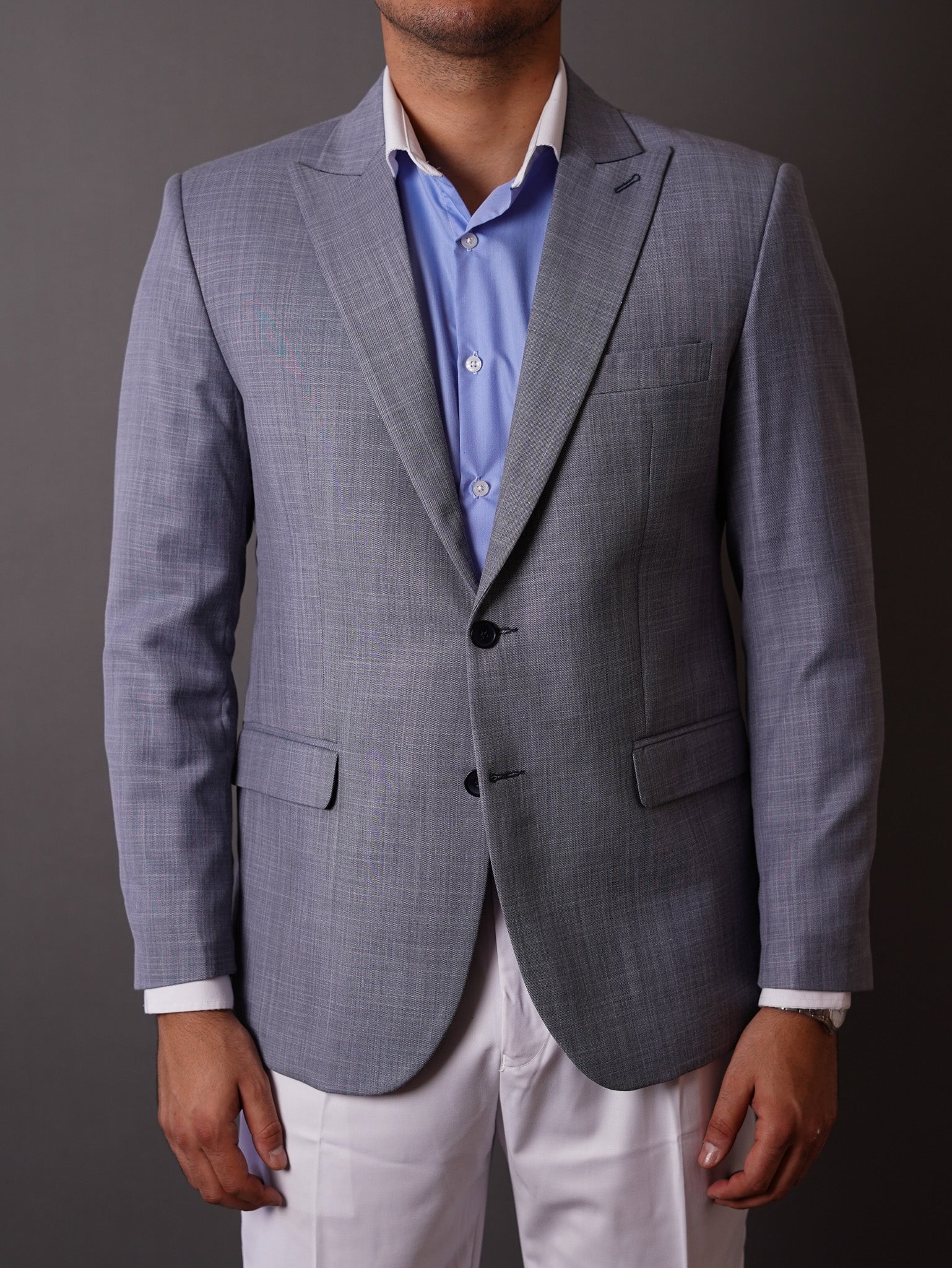 slim fit blazer half lining- Light blue