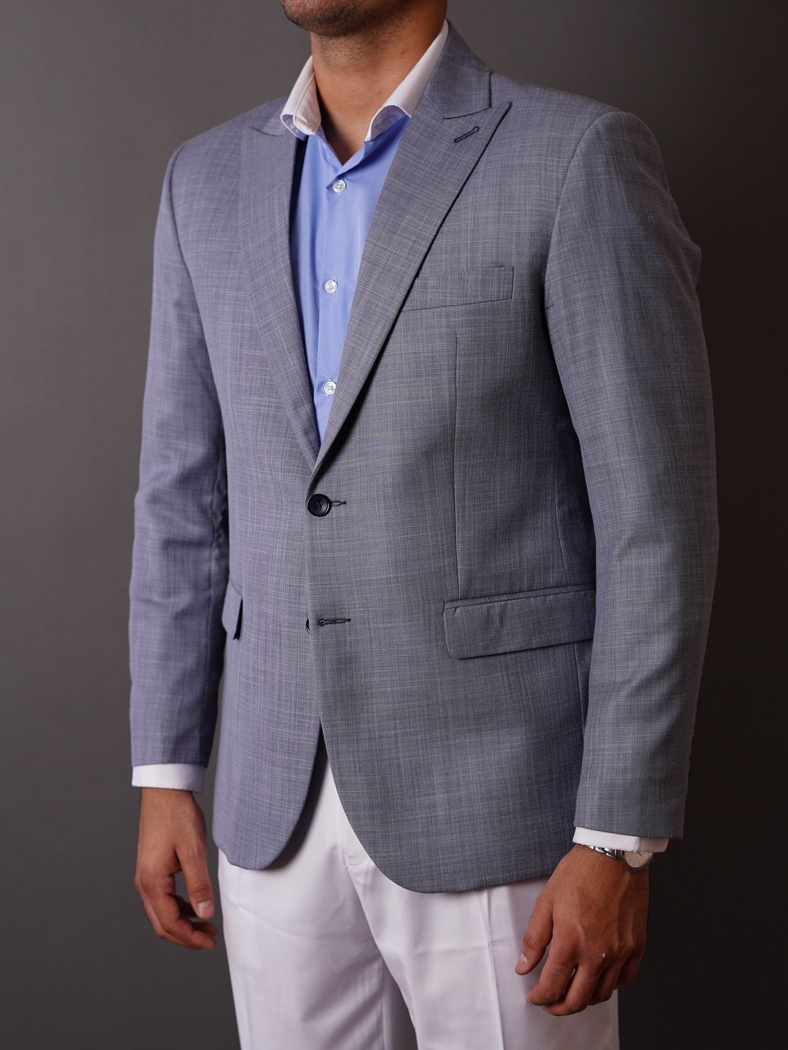 slim fit blazer half lining- Light blue