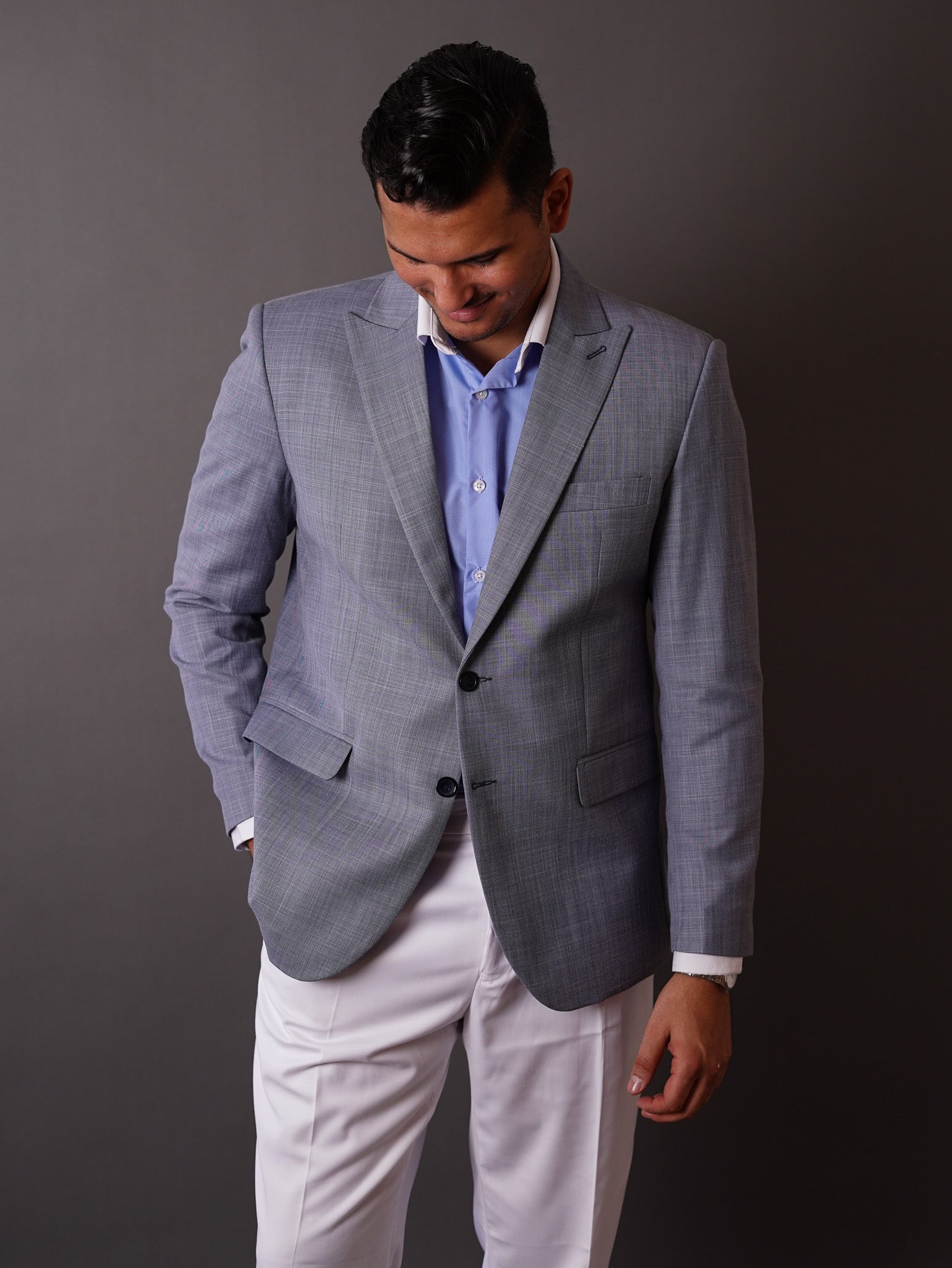 slim fit blazer half lining- Light blue