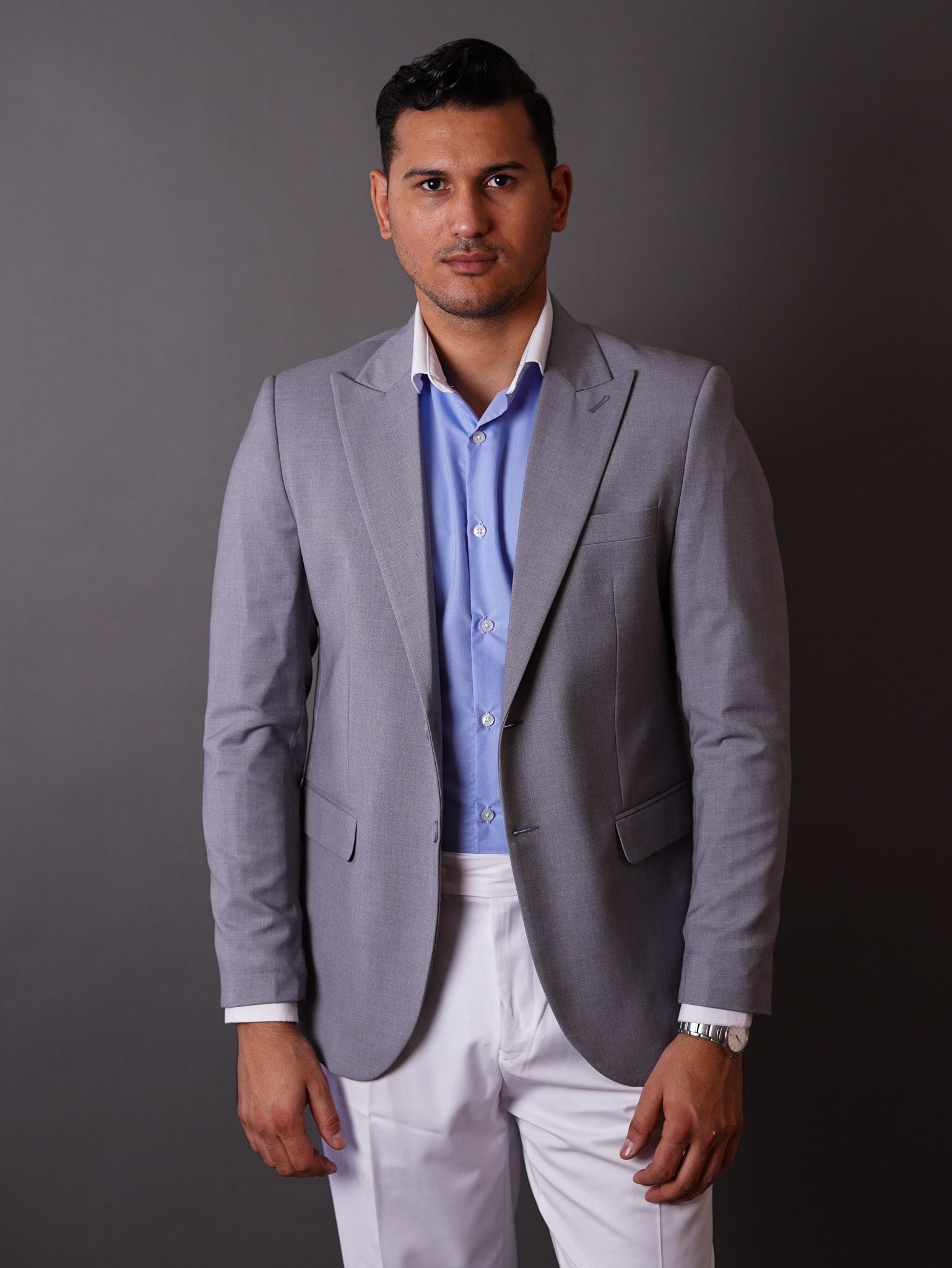 slim fit blazer half lining-gray