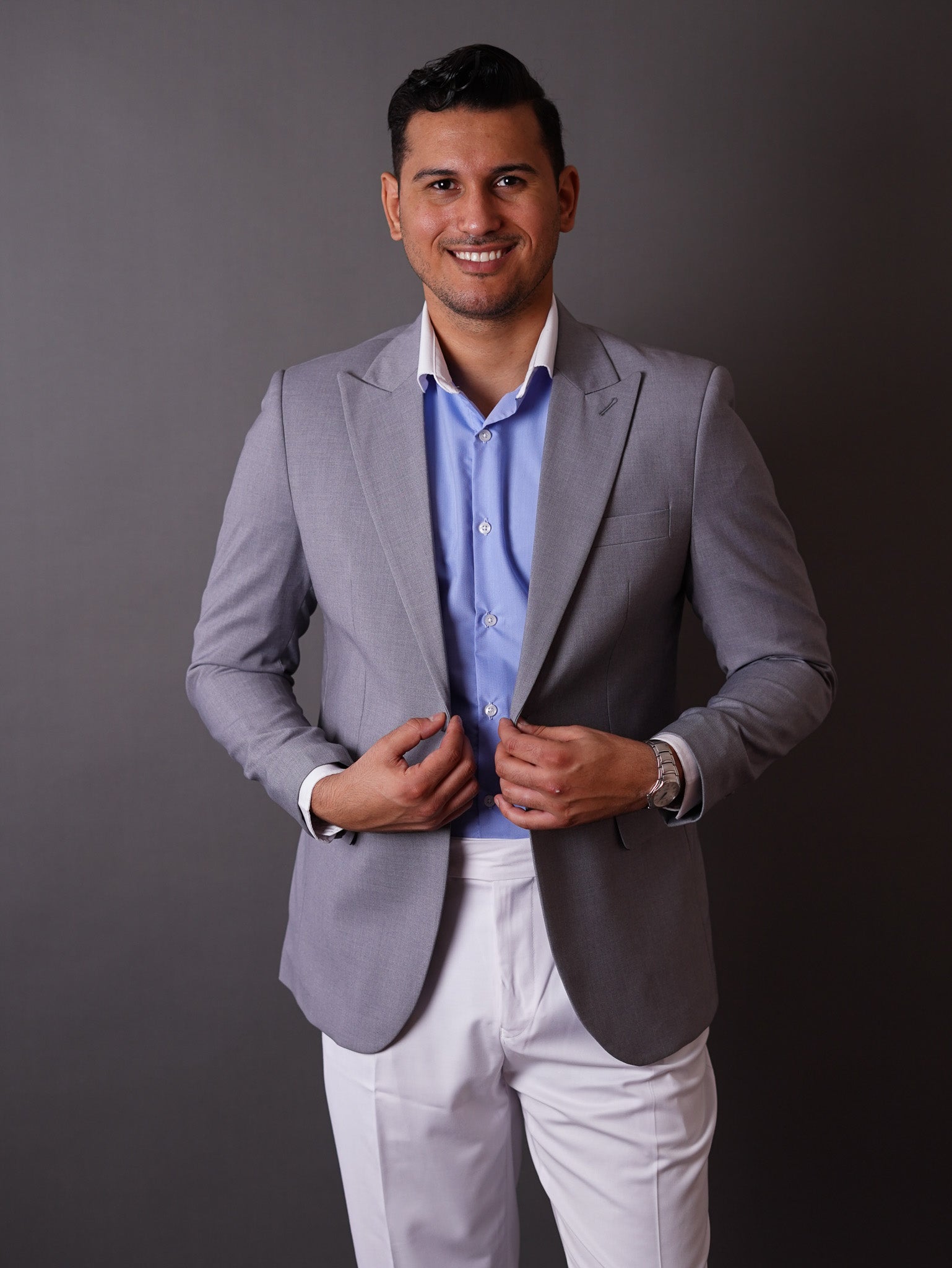 slim fit blazer half lining-gray