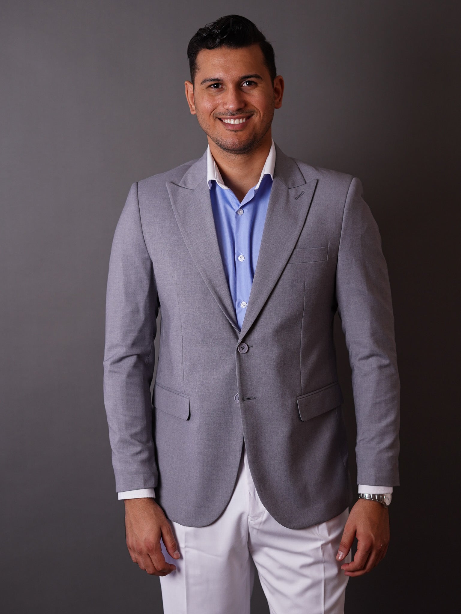 slim fit blazer half lining-gray