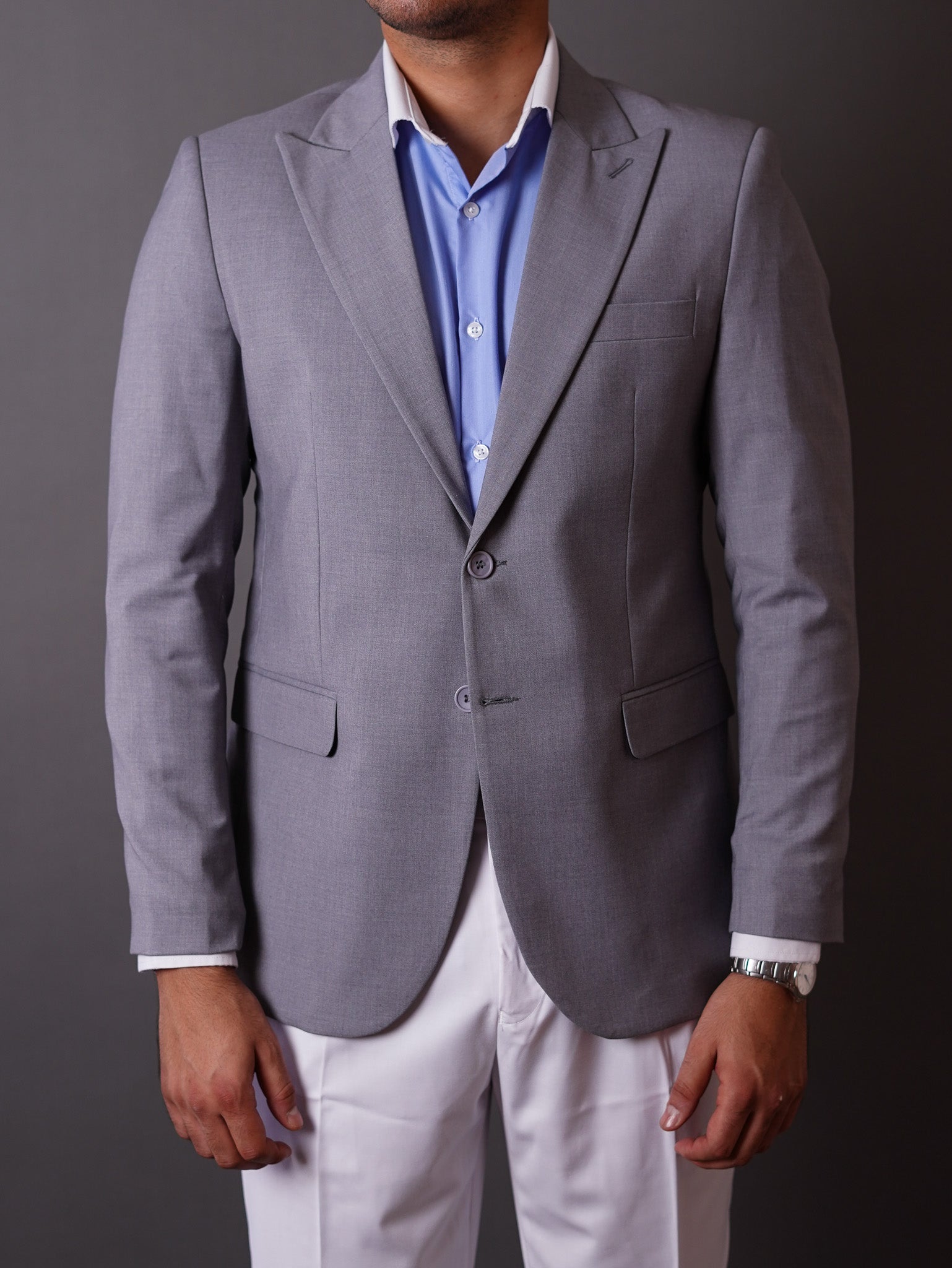 slim fit blazer half lining-gray