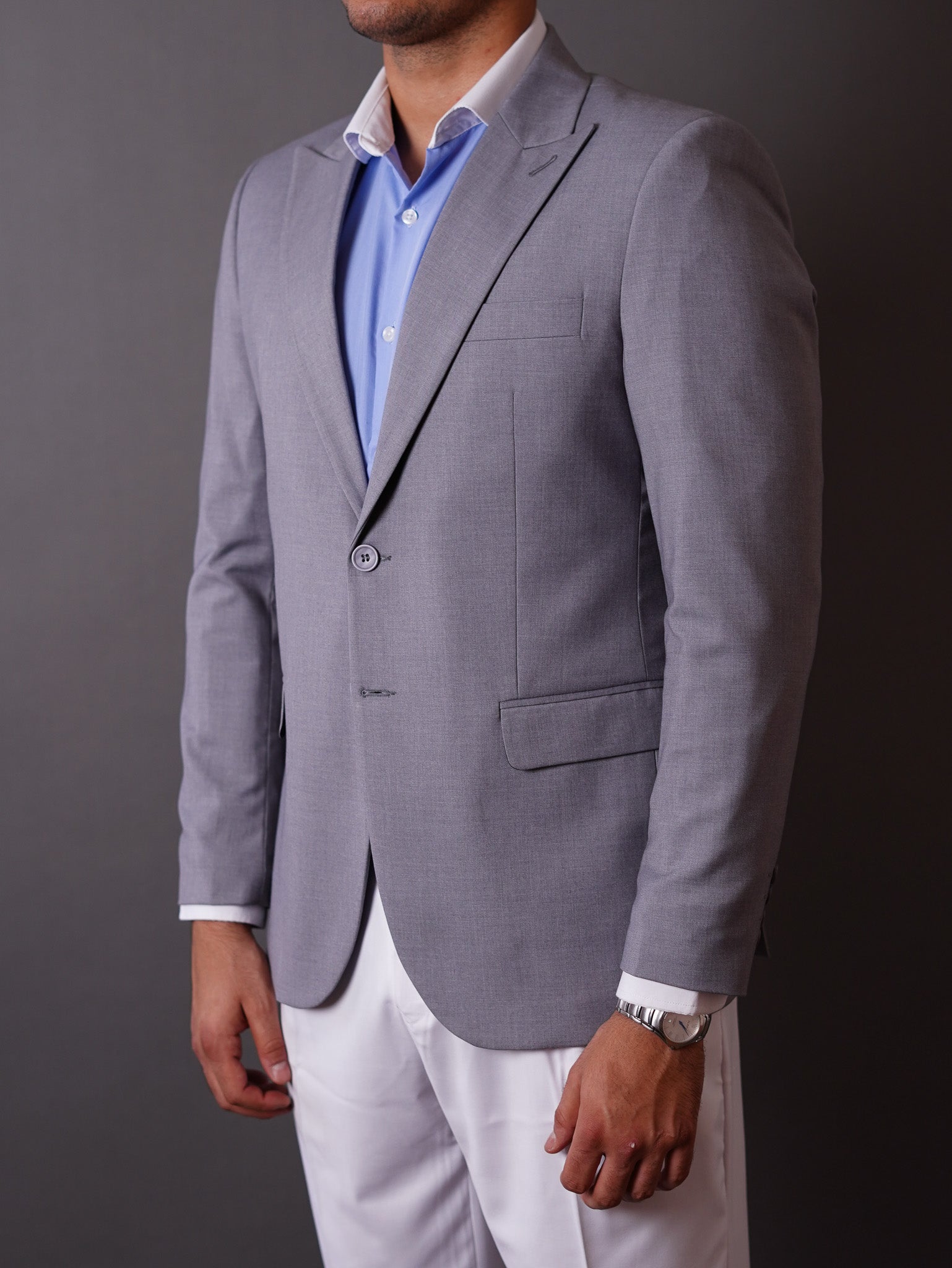 slim fit blazer half lining-gray