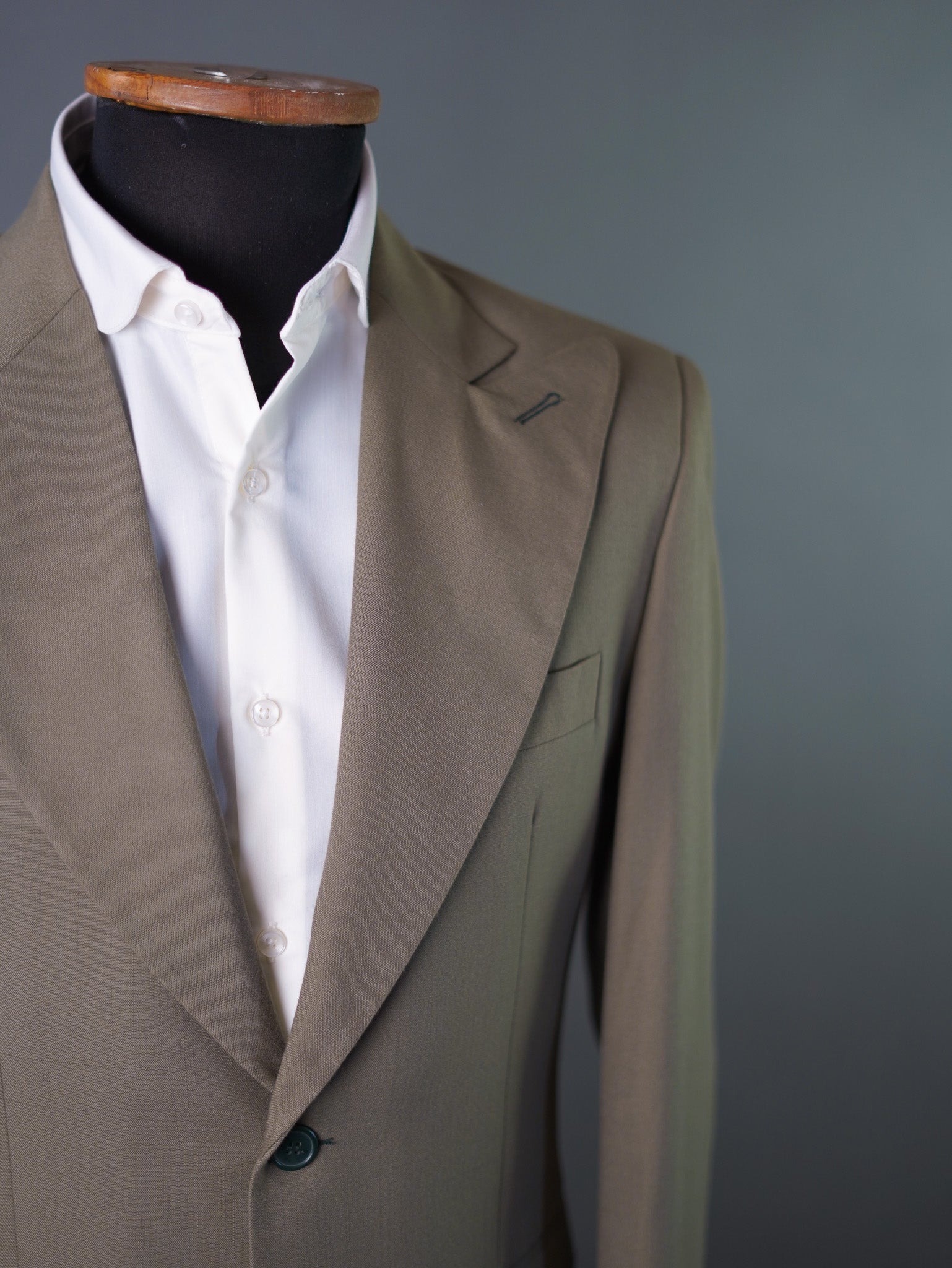 Linen wide peak lapel blazer-Green