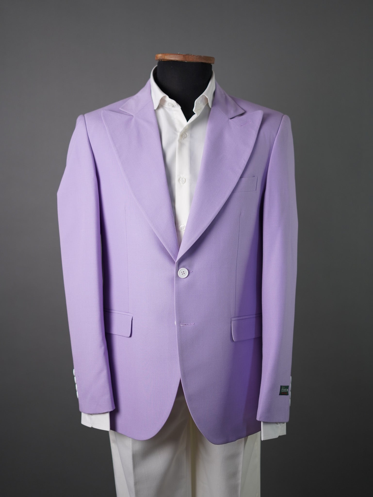 Linen wide peak lapel blazer-Lavender