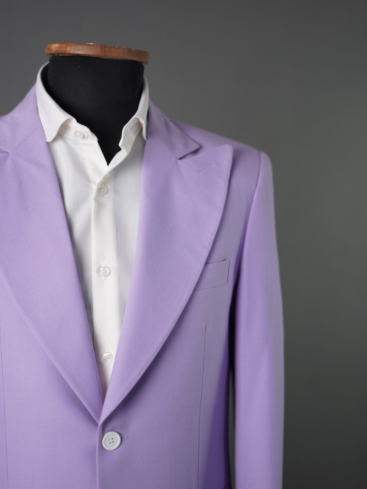 Linen wide peak lapel blazer-Lavender