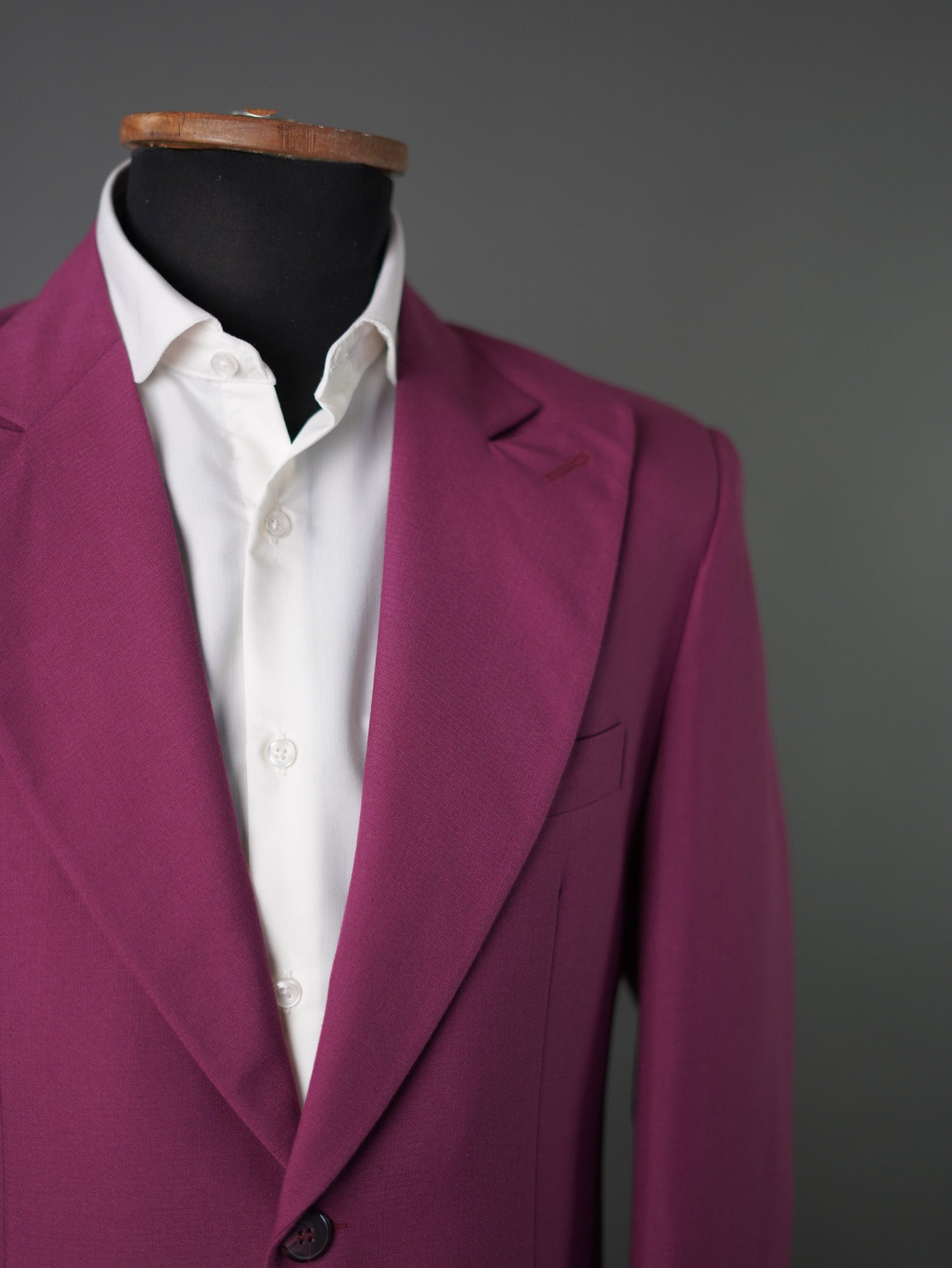 Linen wide peak lapel blazer-Dark purple