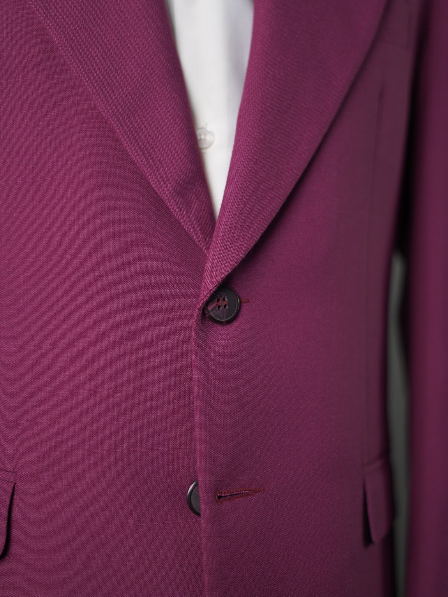 Linen wide peak lapel blazer-Dark purple